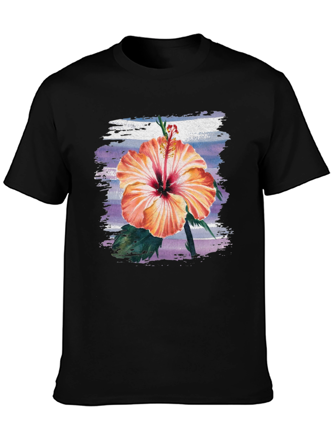 Black Hibiscus Flower T-Shirt - Tropical Summer Tee view 3