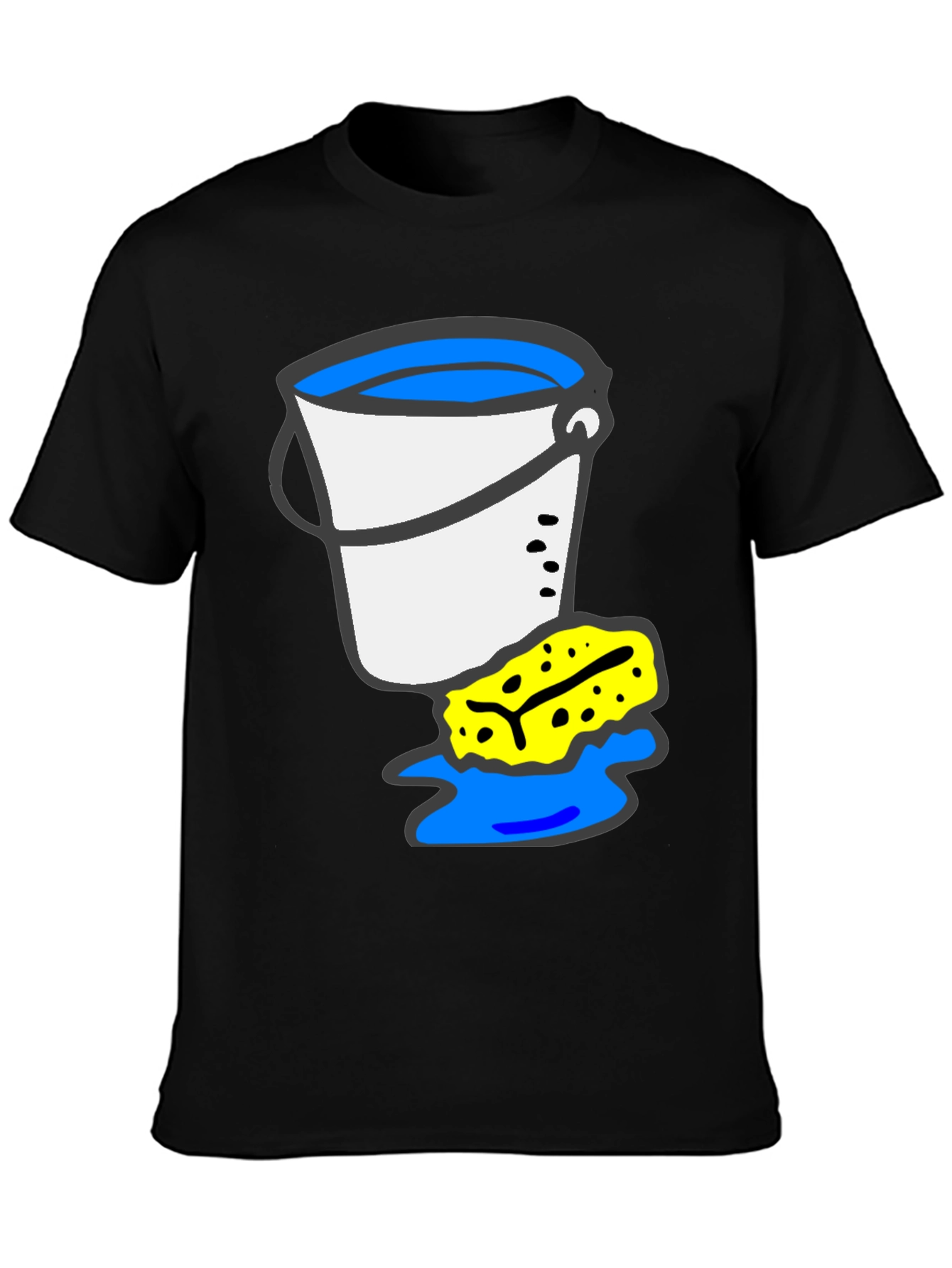 Black Bucket and Sponge Graphic Tee - Cleaning Crew Shirt view 3