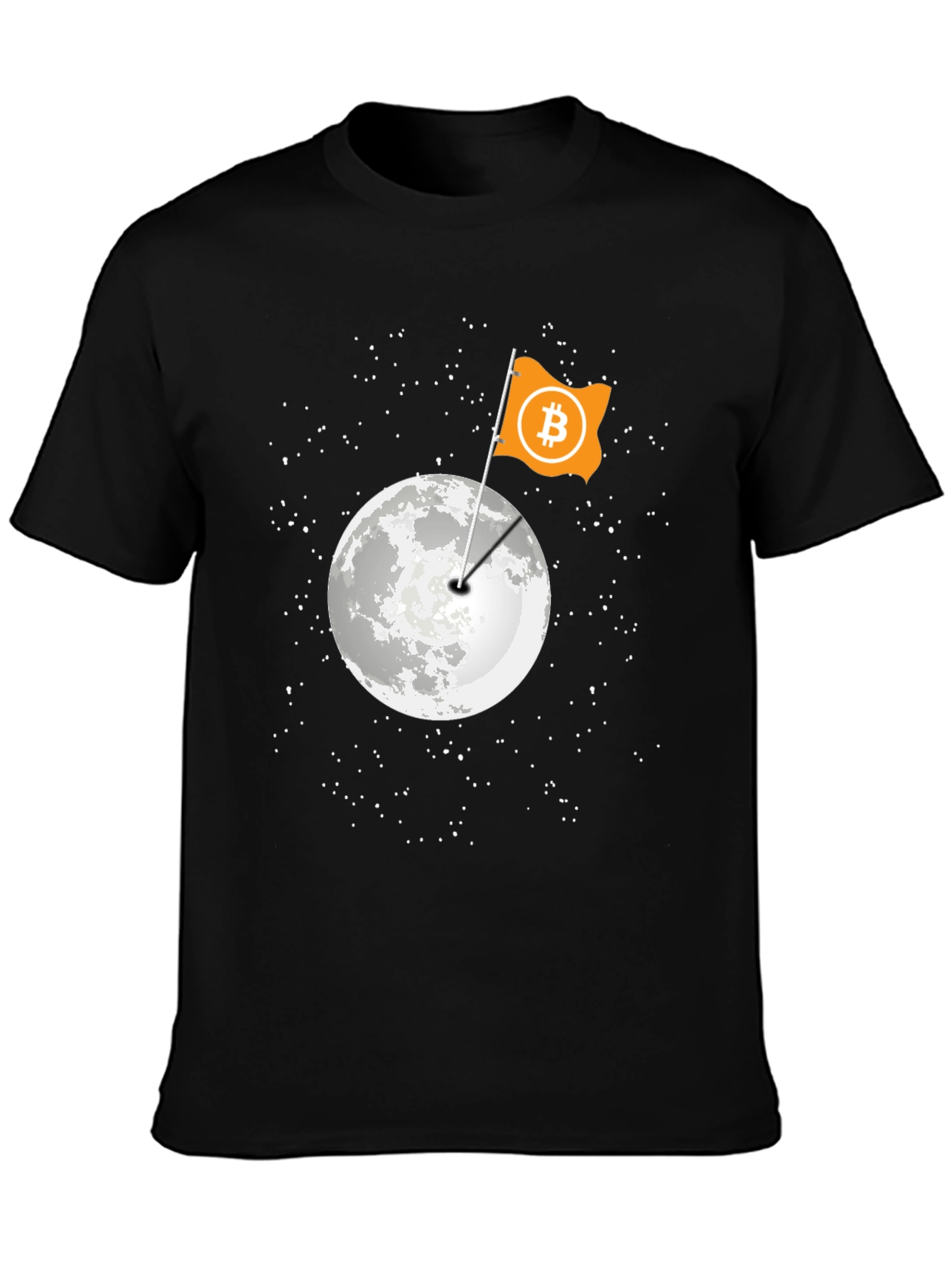 Black Bitcoin Moon Landing Black T-Shirt view 3
