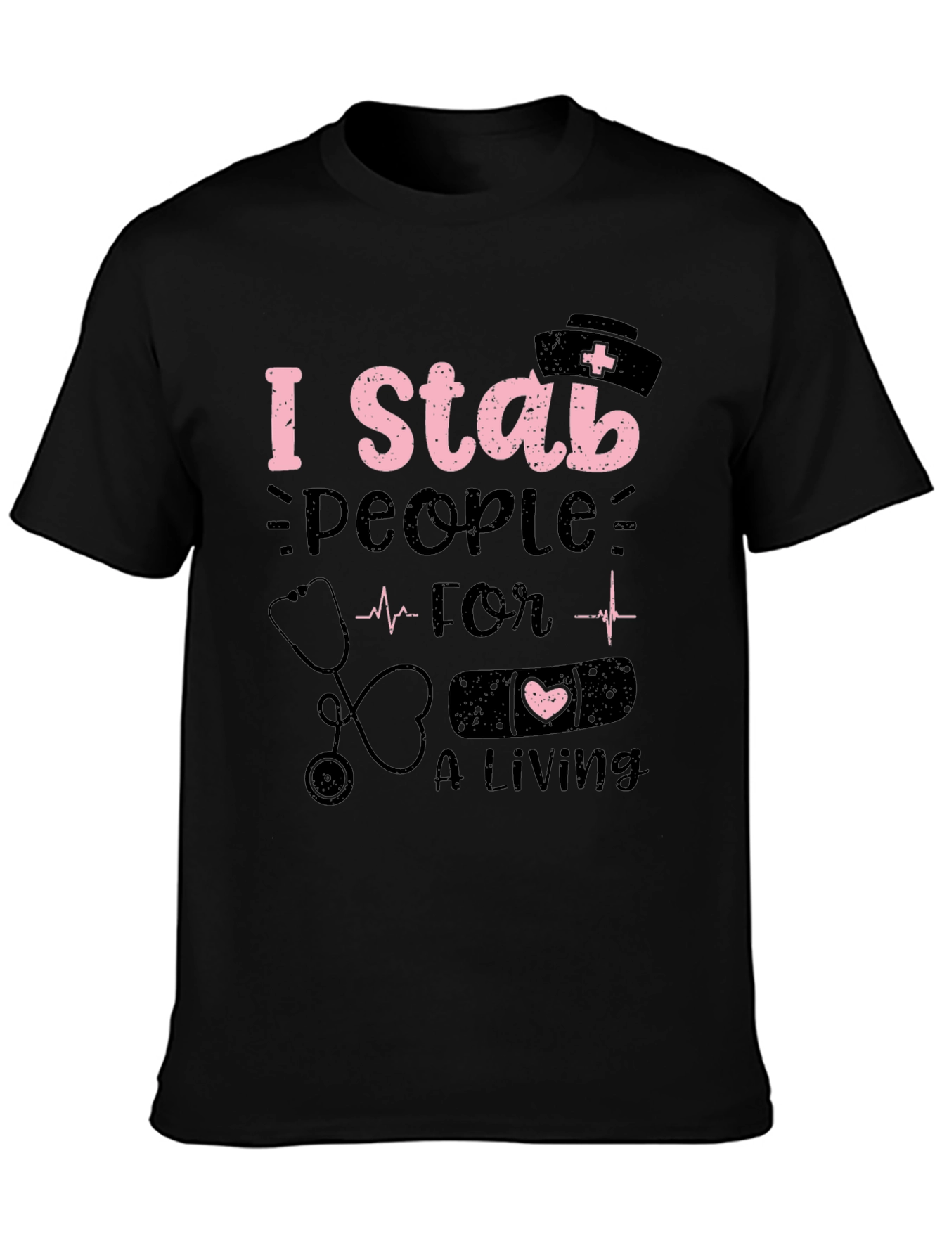 Black Nurse Humor T-Shirt - I Stab People For A Living view 3