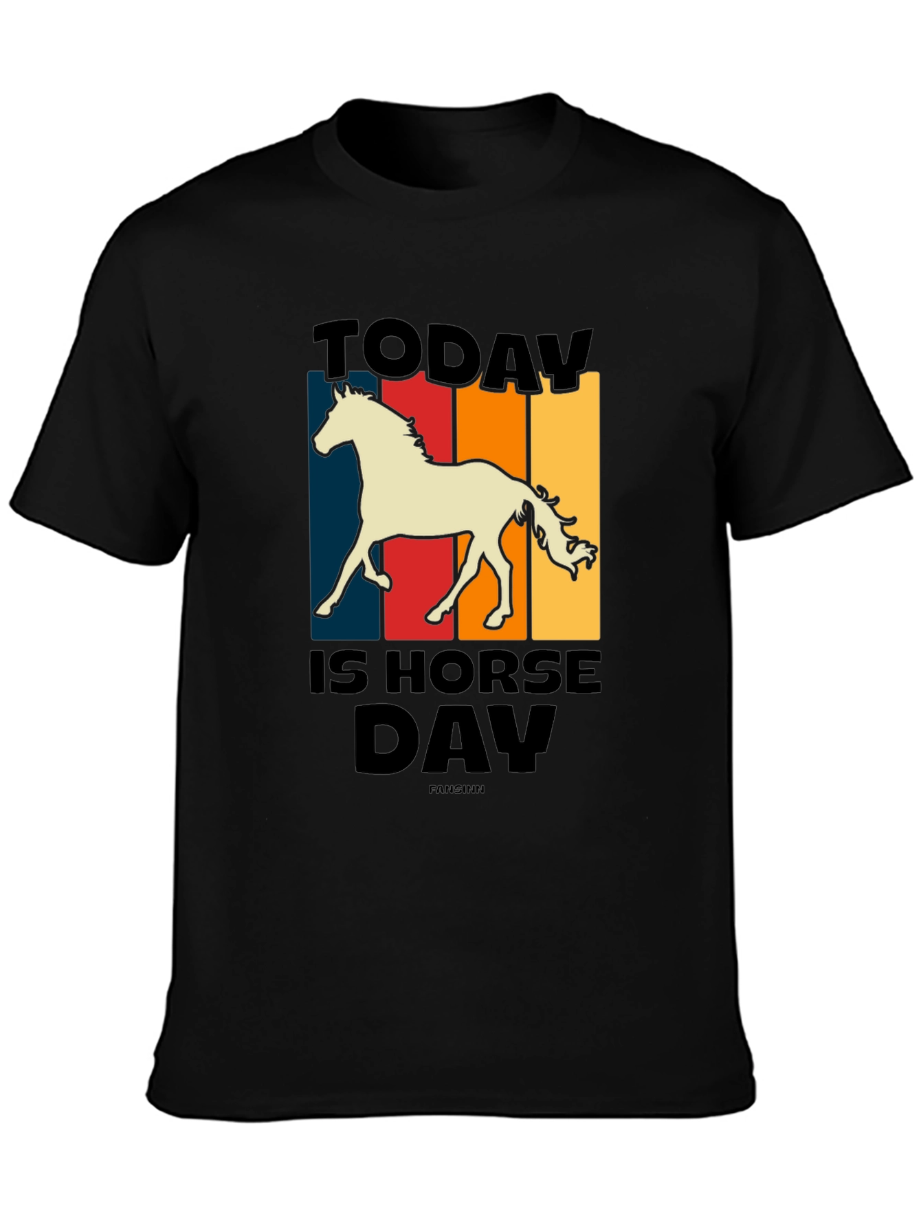 Black Today Is Horse Day Retro Graphic Tee view 3