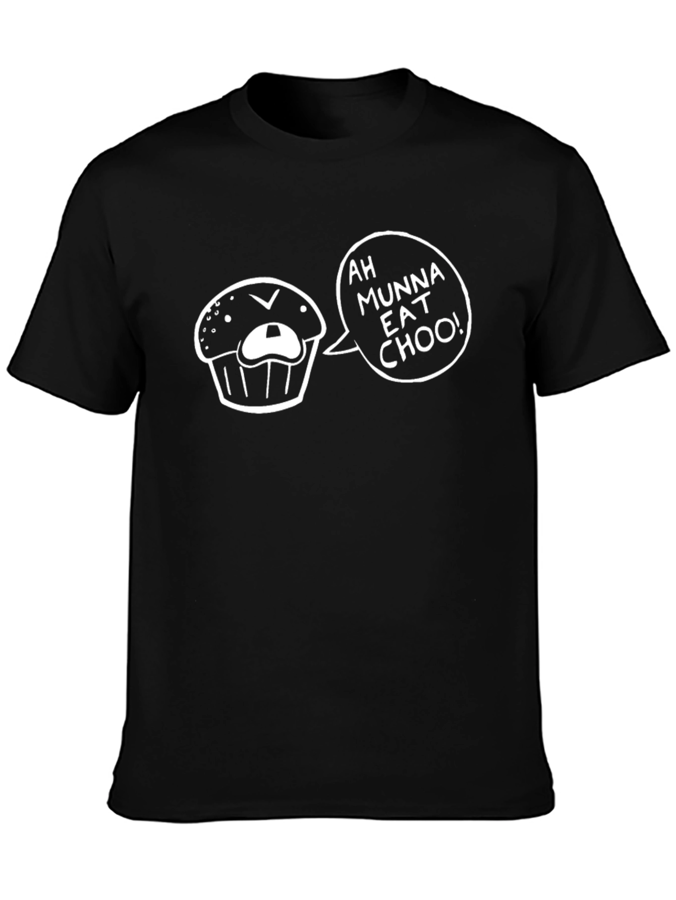 Black Funny Muffin Graphic Tee - Ah Munna Eat Choo! T-Shirt view 3