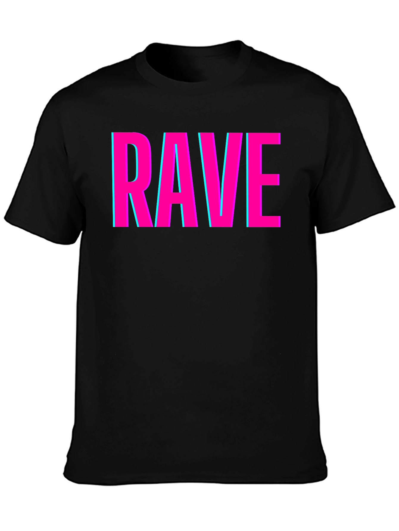 Black Rave Graphic Tee - Neon Pink & Blue view 3