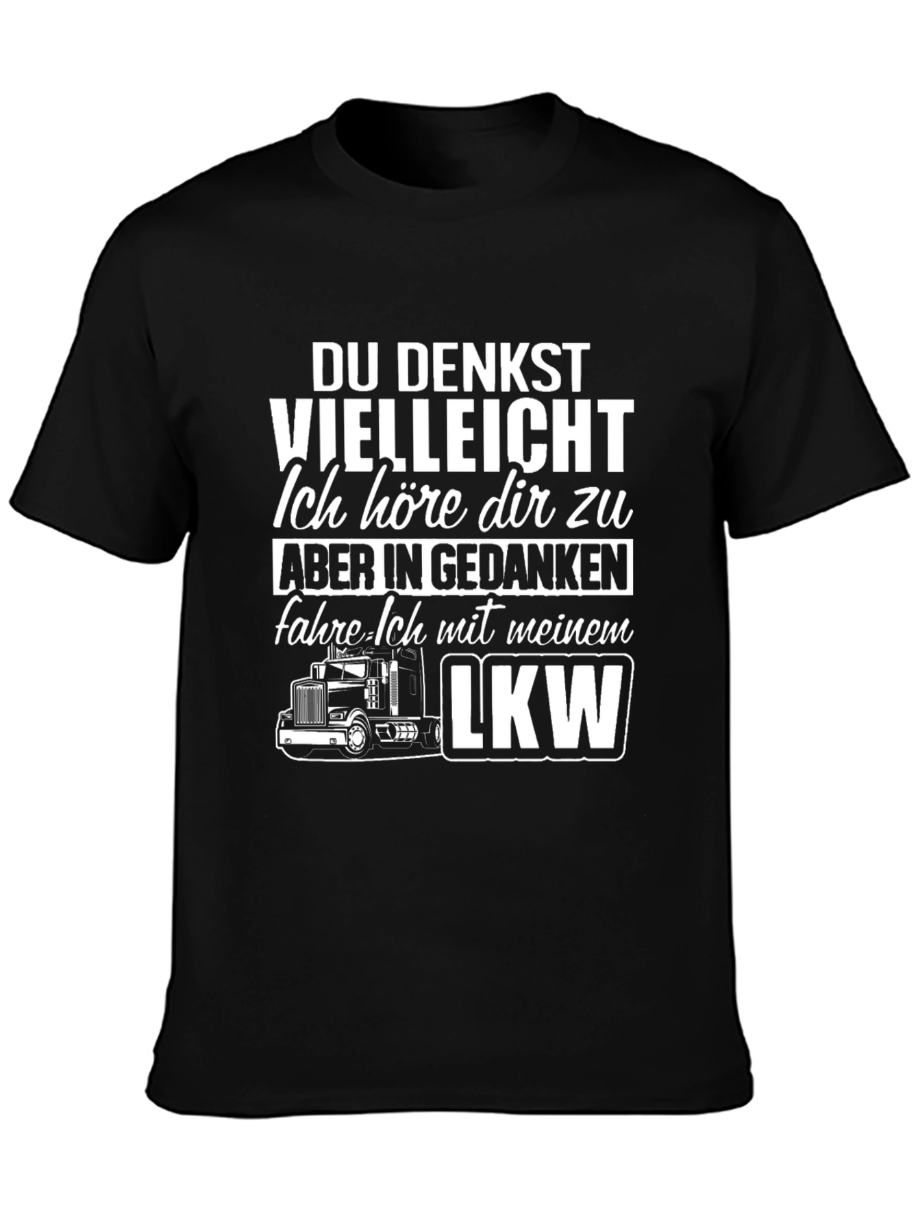 Black Trucker T-Shirt - "LKW" Design view 3