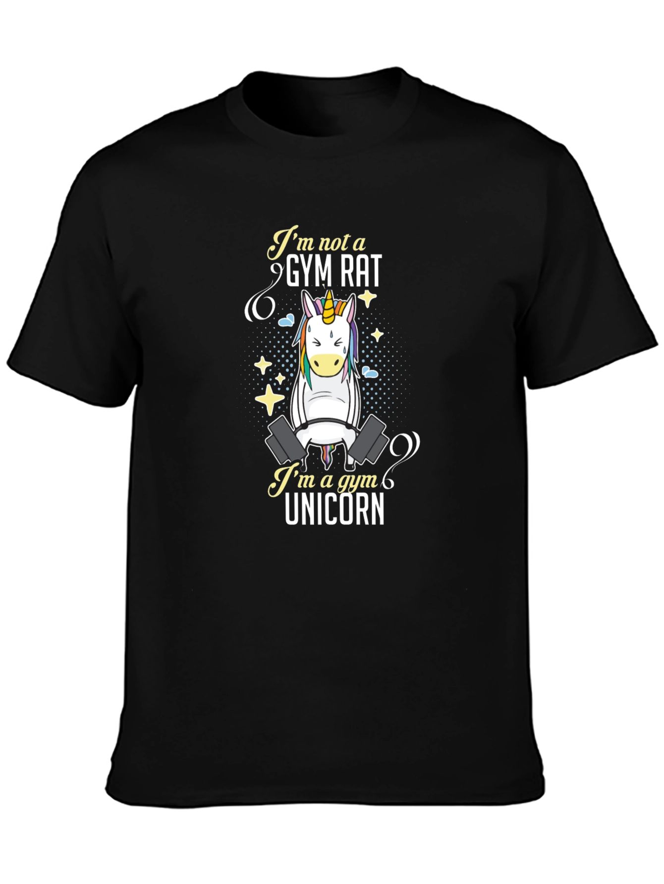 Black Gym Unicorn Graphic T-Shirt - Black view 3