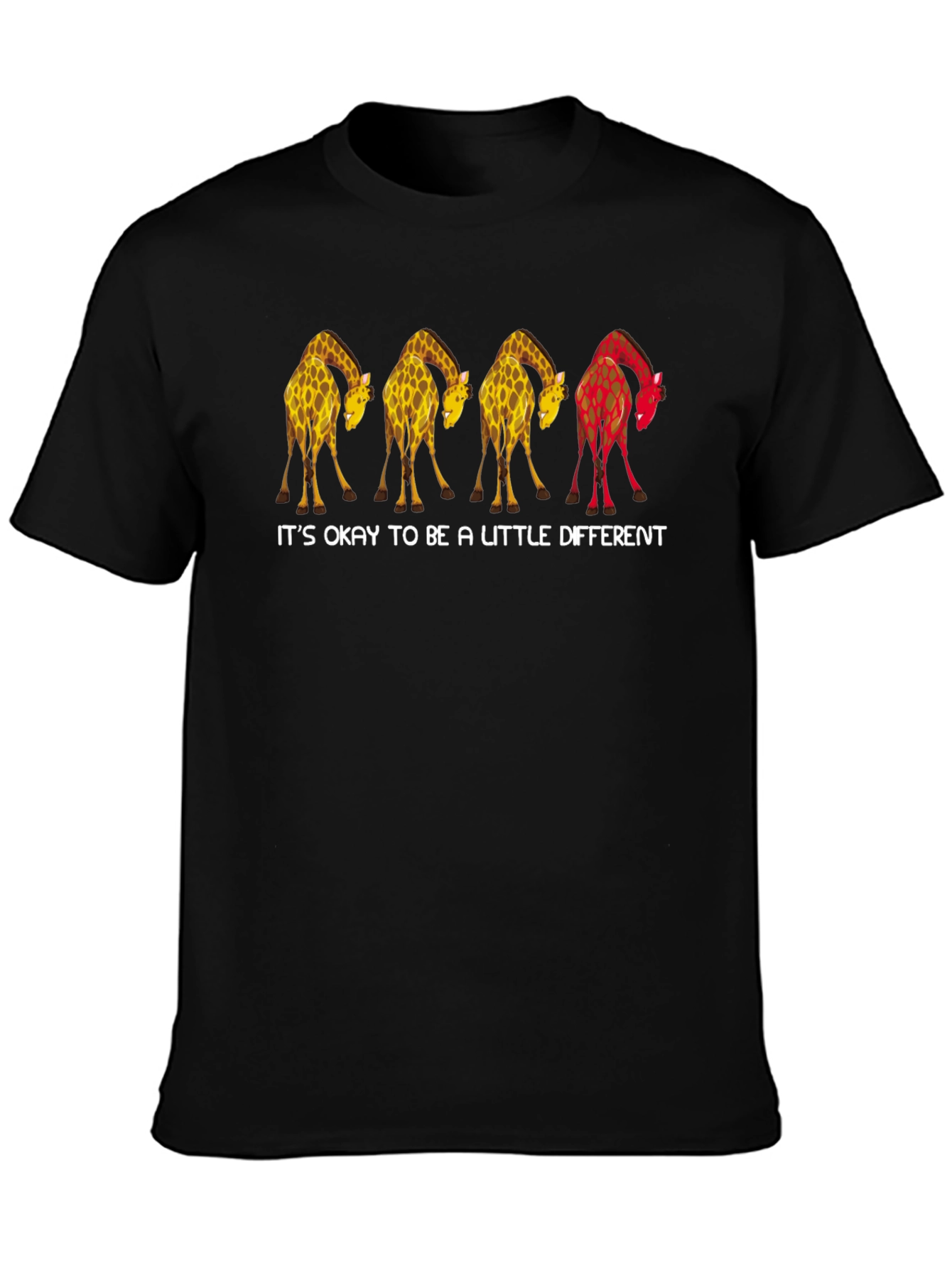 Black Unique Giraffe Graphic Tee - It's Okay to Be Different! view 3