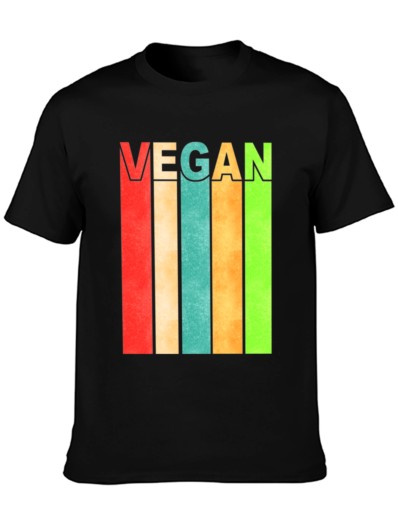 Black Retro Vegan Striped T-Shirt - Bold Statement Tee view 3