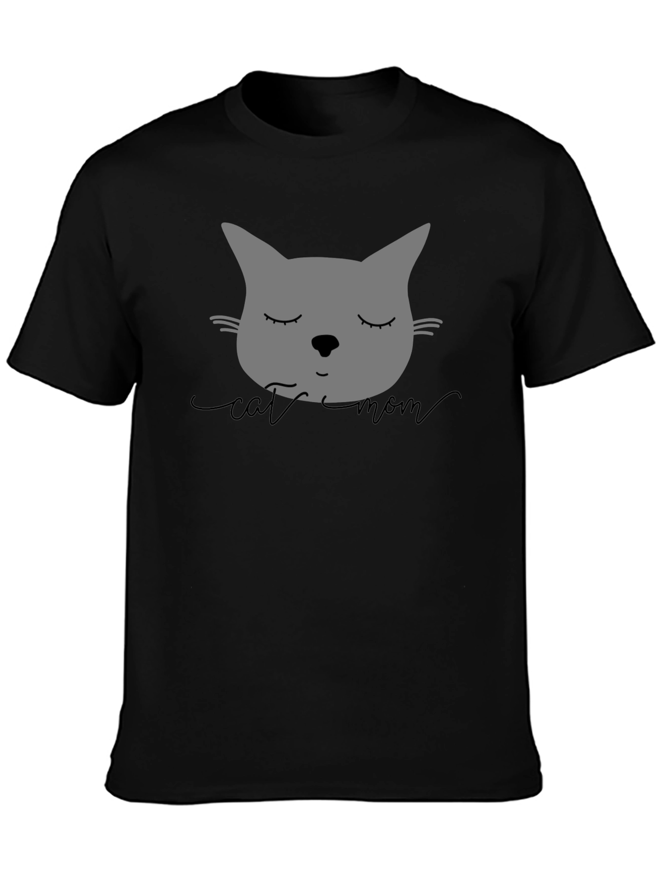 Black Cat Mom Graphic Tee - Unisex Black T-Shirt view 3