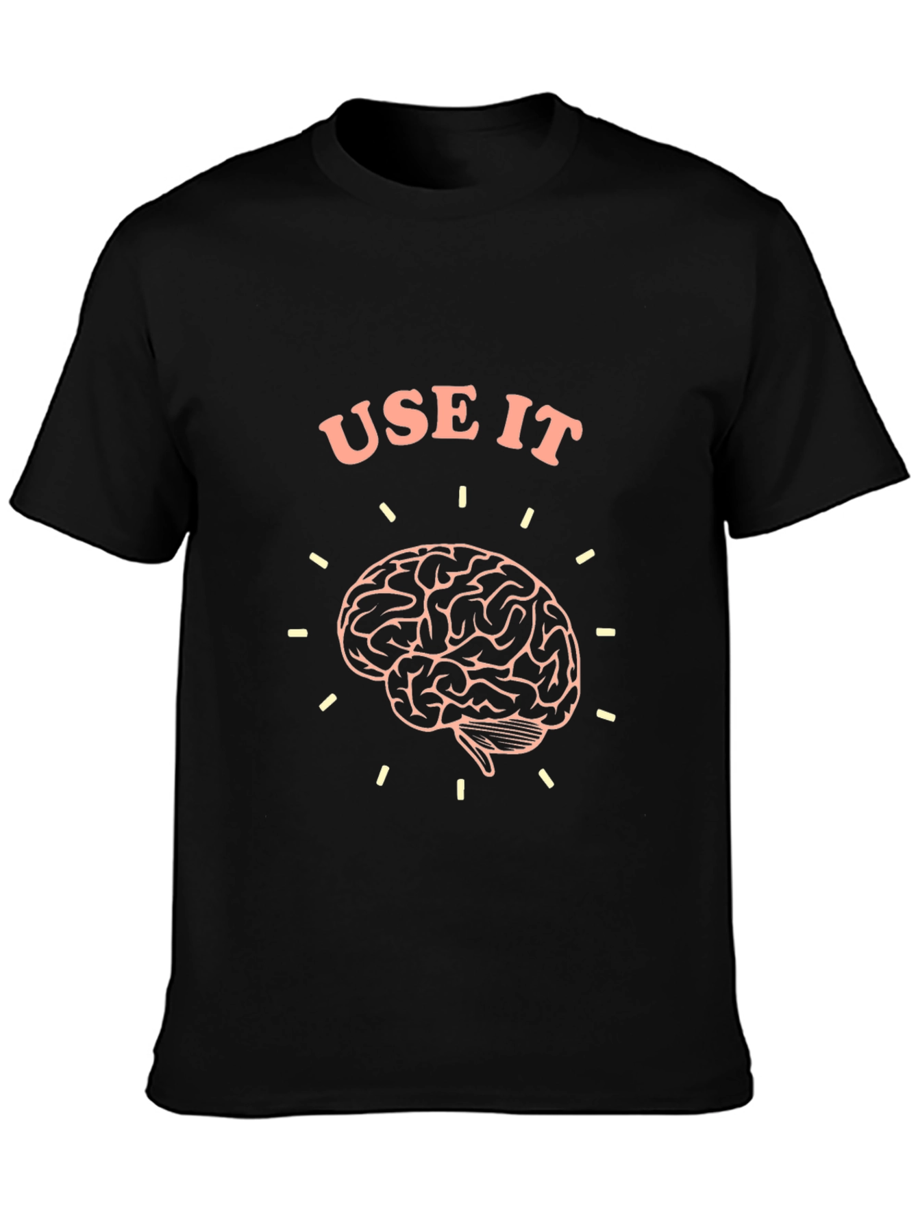 Black Use It Brain T-Shirt - Black Crew Neck Tee view 3