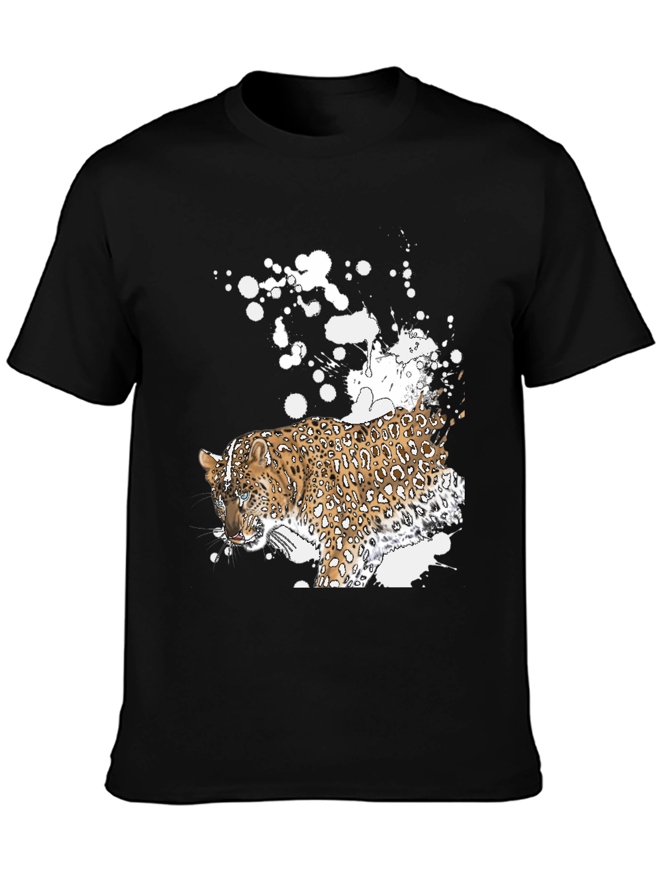 Black Leopard Graphic Black T-Shirt - Men's Fashion view 3