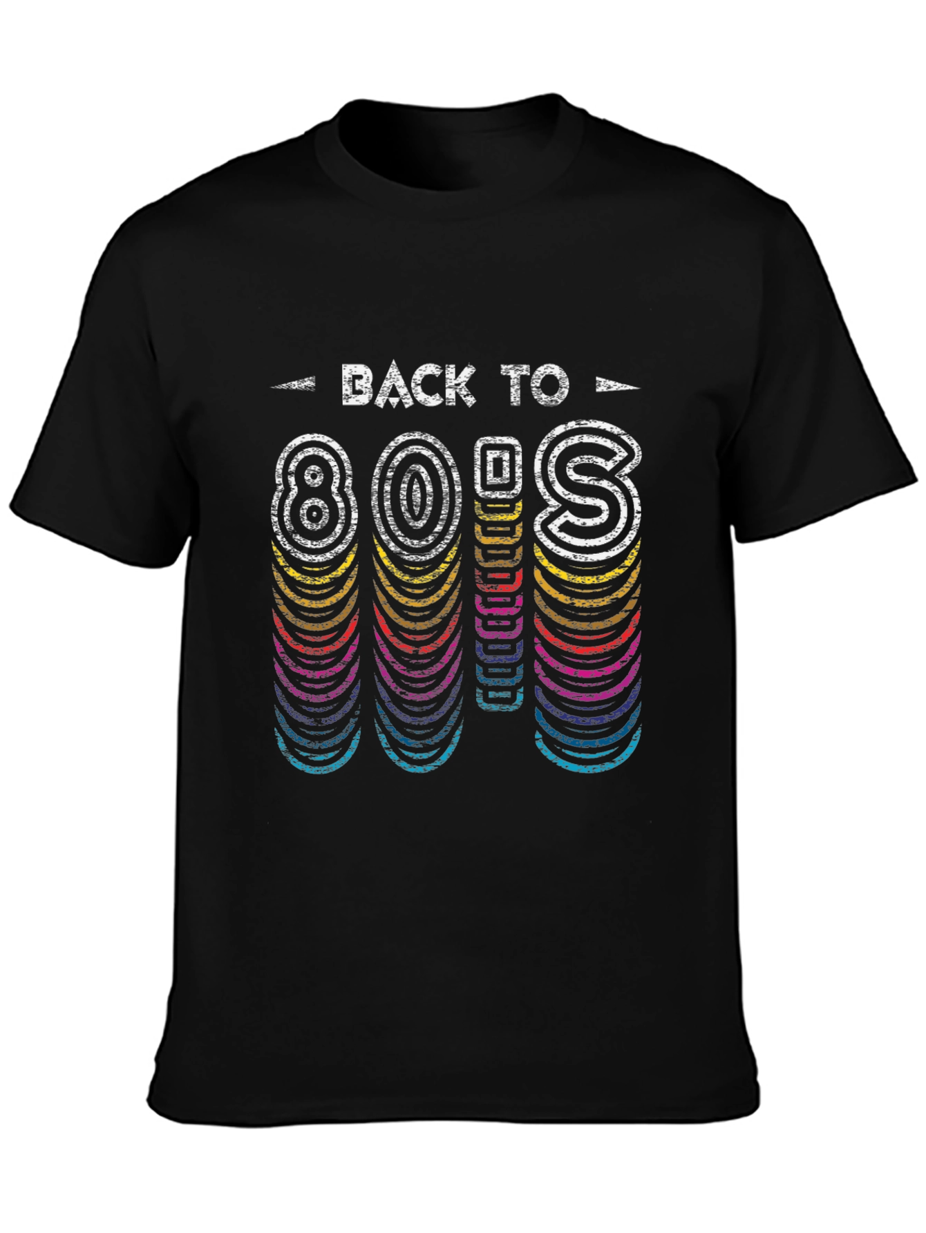 Black Back to 80's Retro Style Black T-Shirt view 3