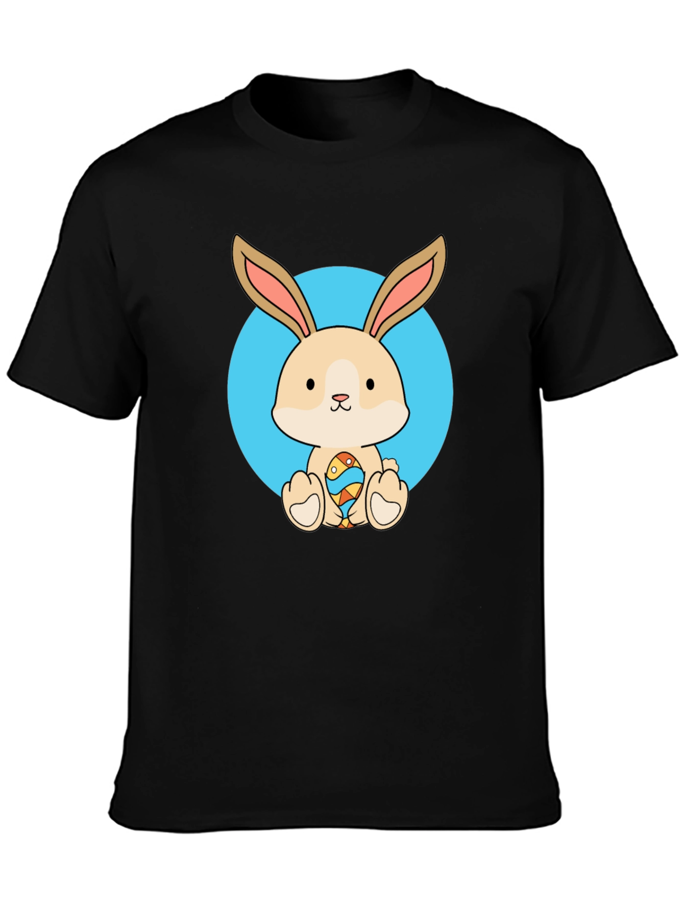 Black Cute Bunny Easter Egg Black T-Shirt view 3