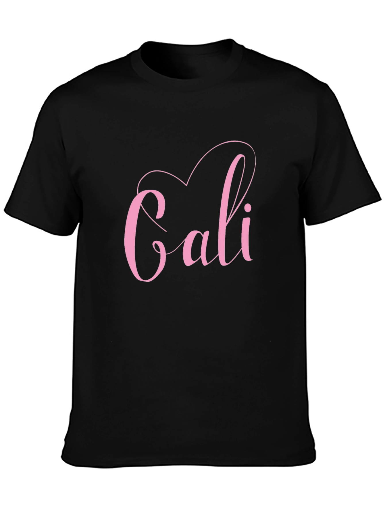 Black Stylish Cali Heart Graphic Tee - Trendy Black T-Shirt view 3