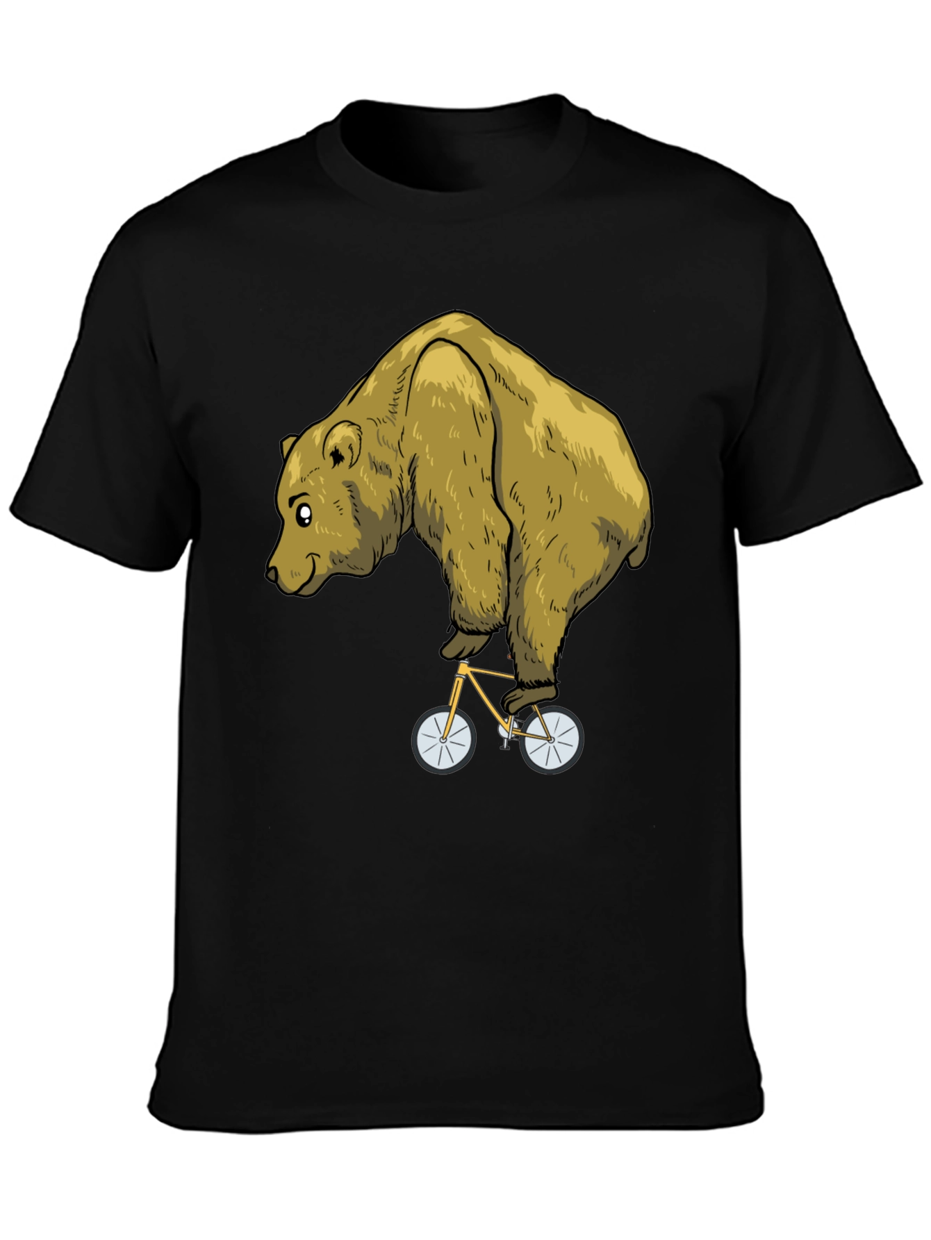 Black Bear on Bike Graphic Tee - Funny Animal T-Shirt view 3