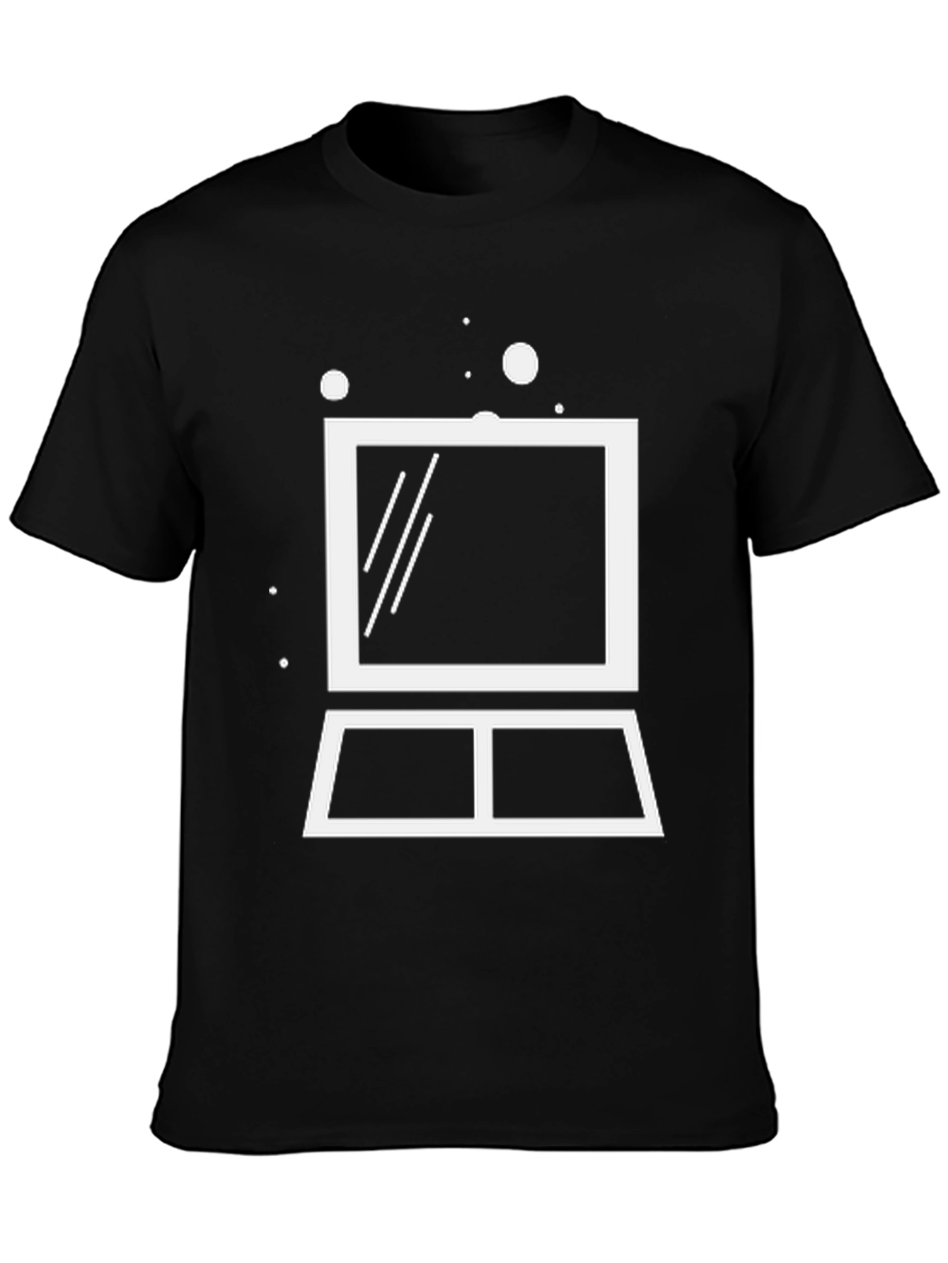 Black Minimalist Laptop Graphic Tee - Black Cotton Blend view 3