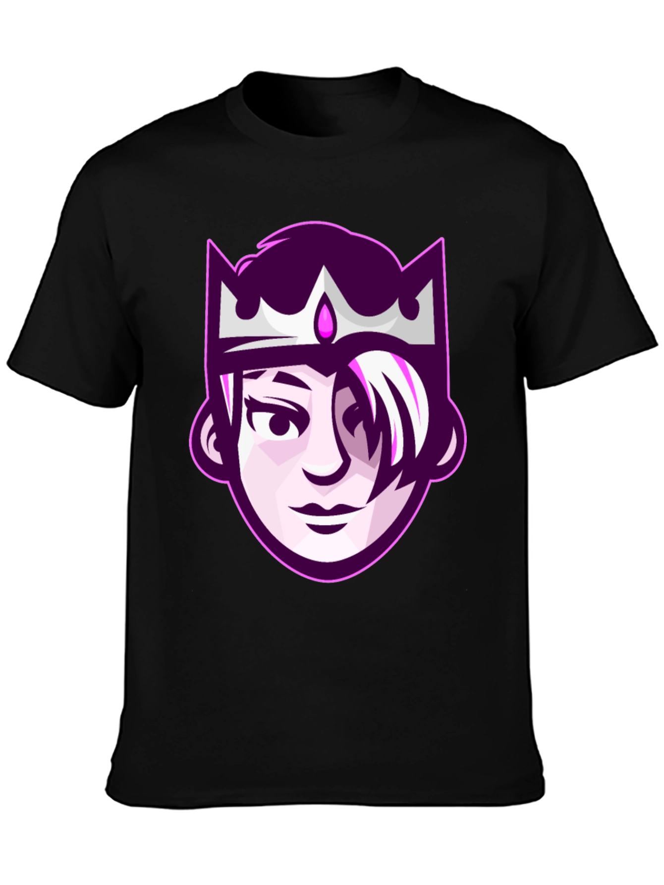 Black Queen Cartoon Graphic Tee - Black Unisex T-Shirt view 3