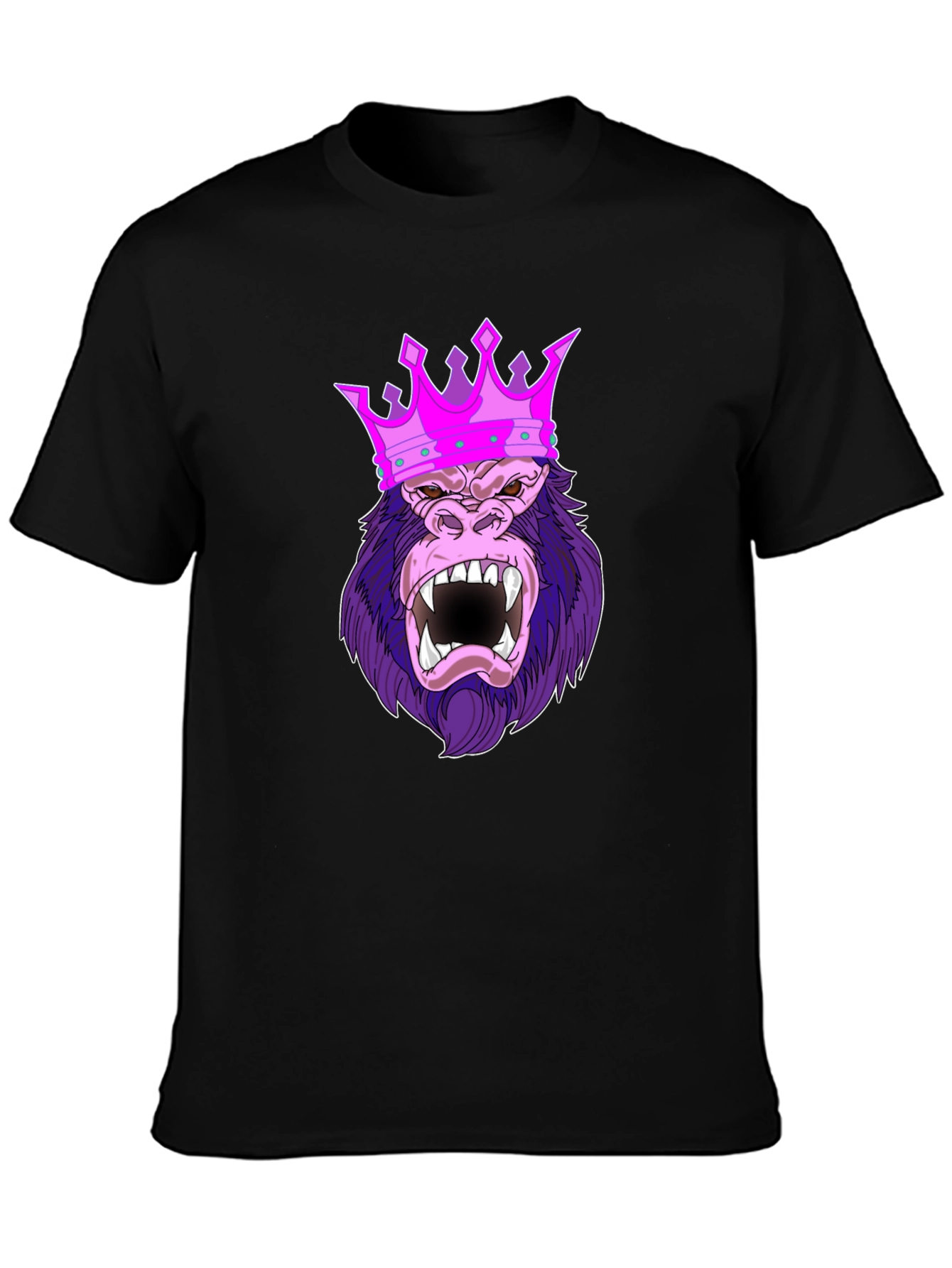 Black King Kong T-Shirt - Gorilla Crown Graphic Tee view 3