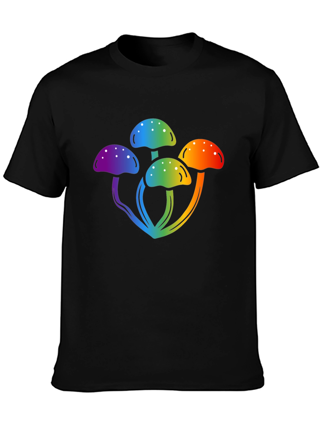 Black Rainbow Mushroom Graphic Black T-Shirt view 3