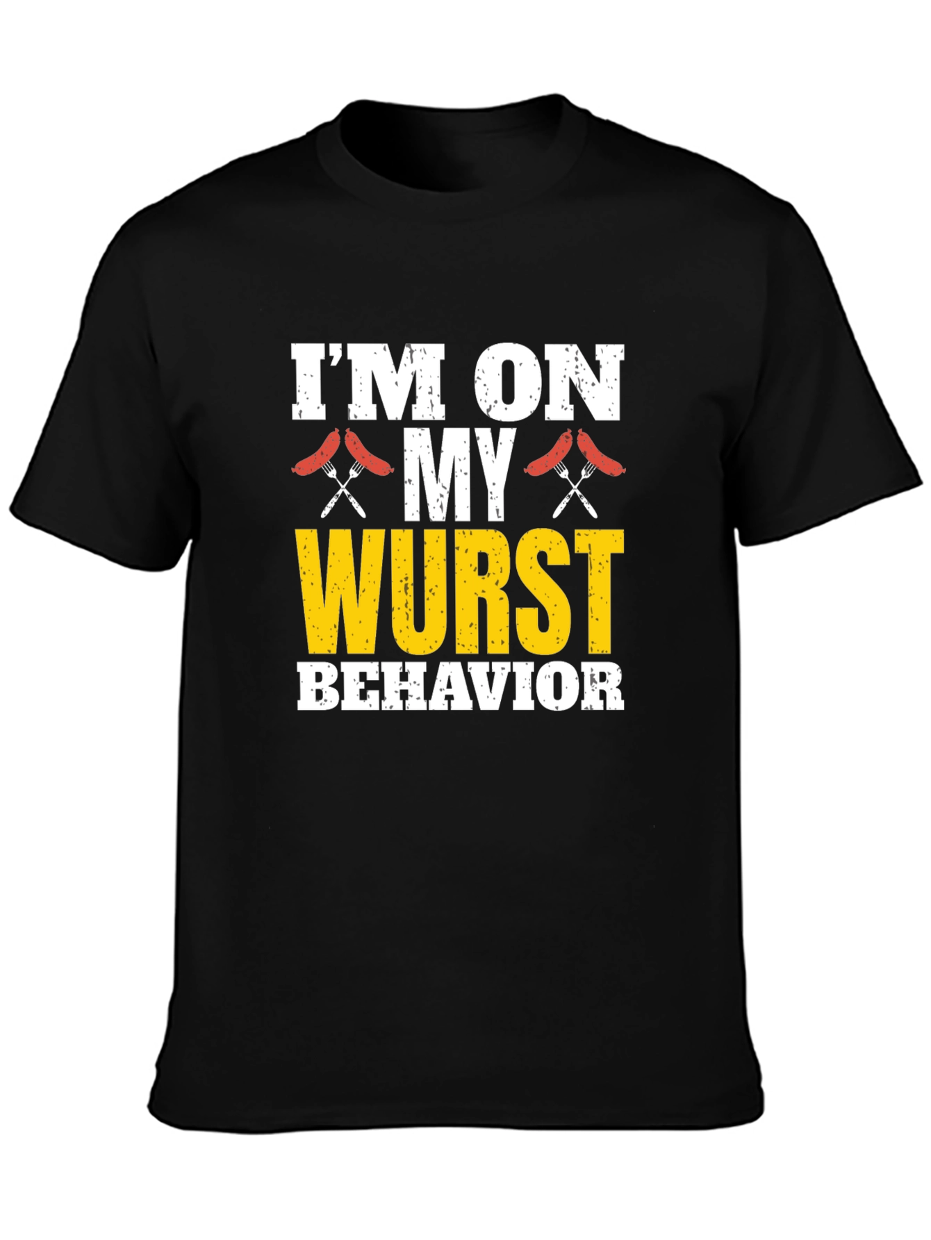Black I'm on My Wurst Behavior Funny BBQ Graphic T-Shirt view 3