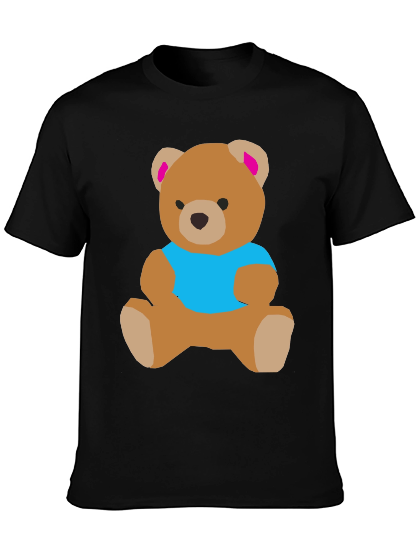 Black Cute Teddy Bear Graphic T-Shirt view 3