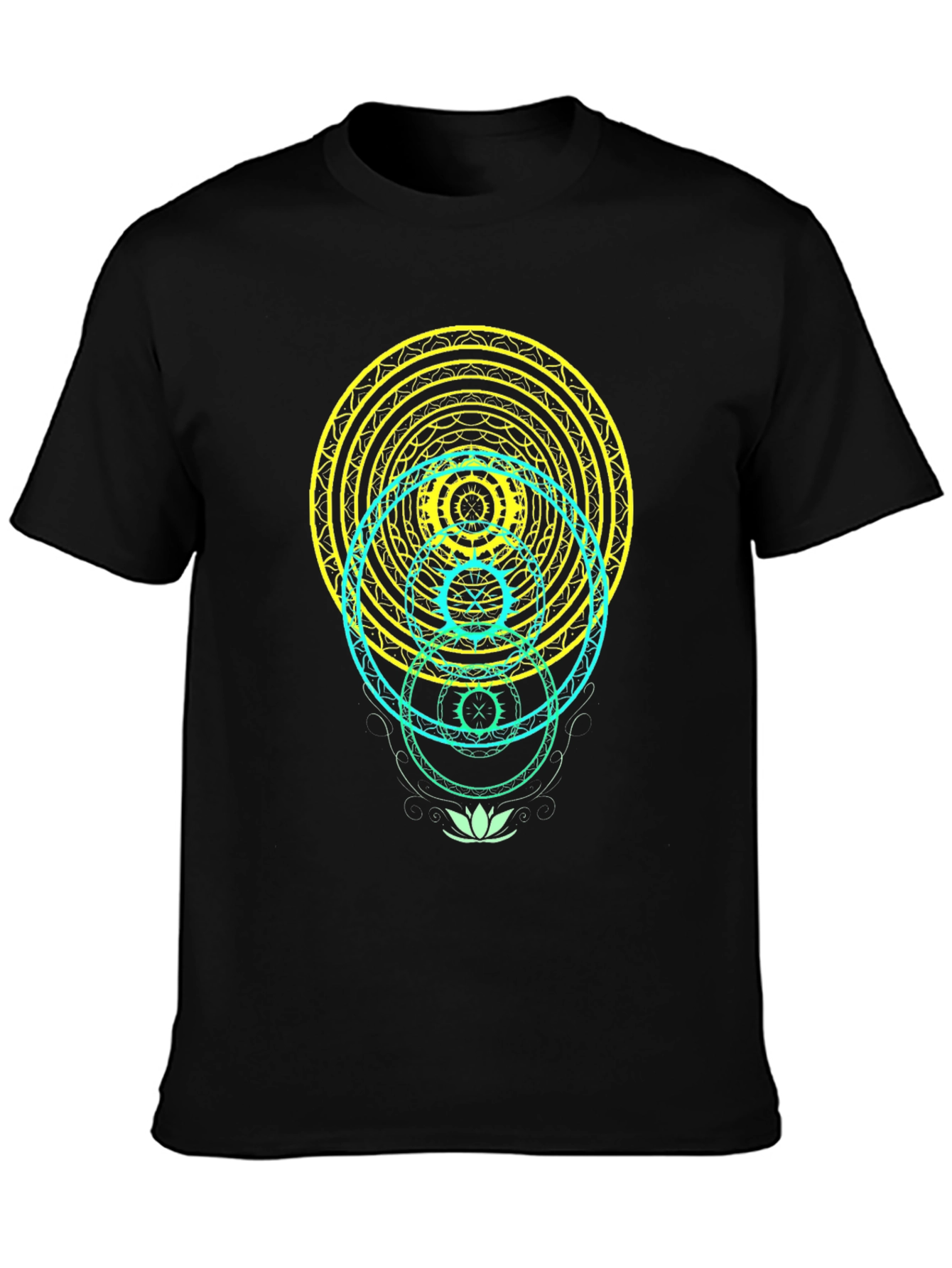 Black Geometric Mandala Graphic Tee - Black view 3