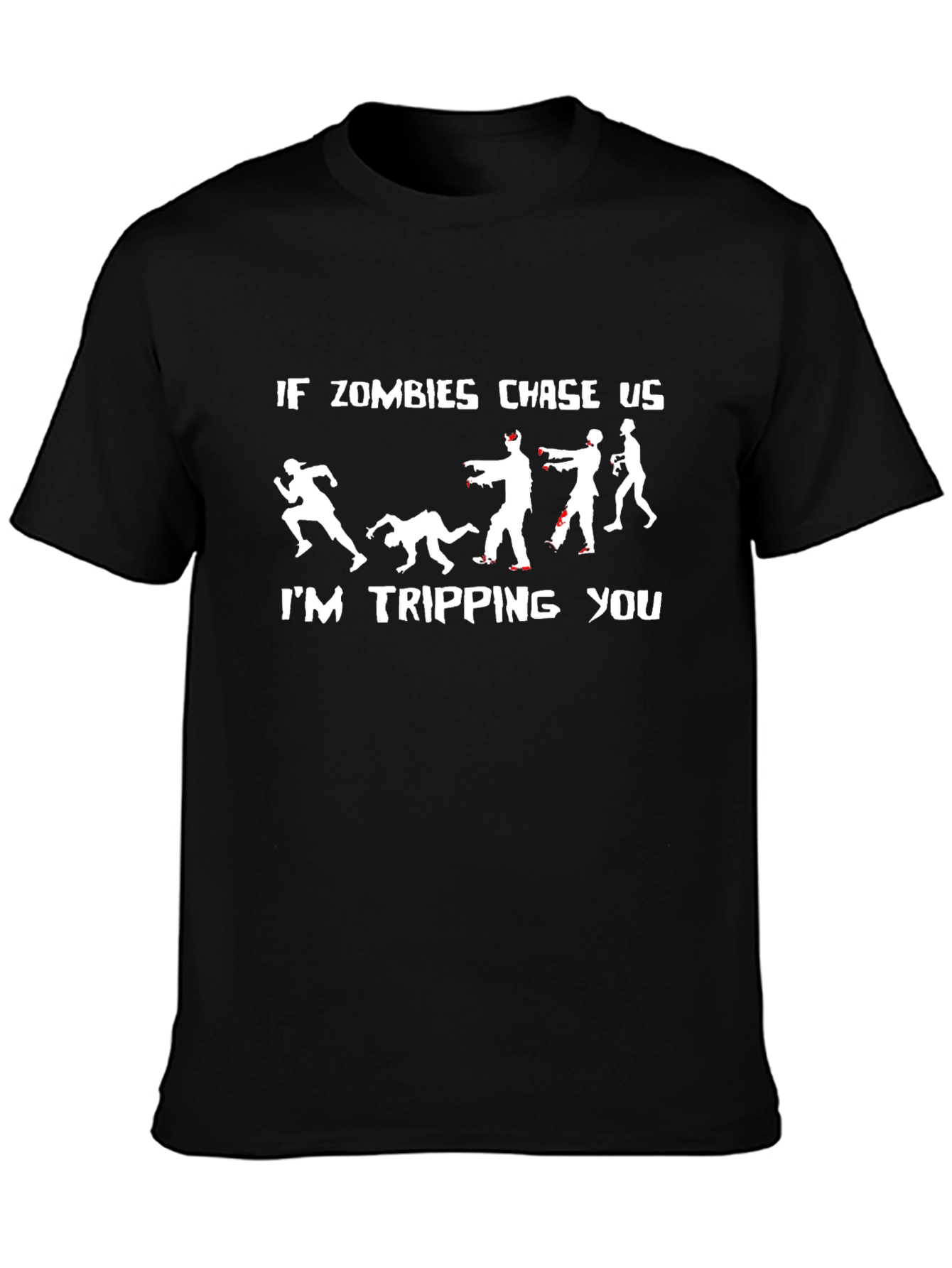 Black Zombie Chase T-Shirt - I'm Tripping You view 3