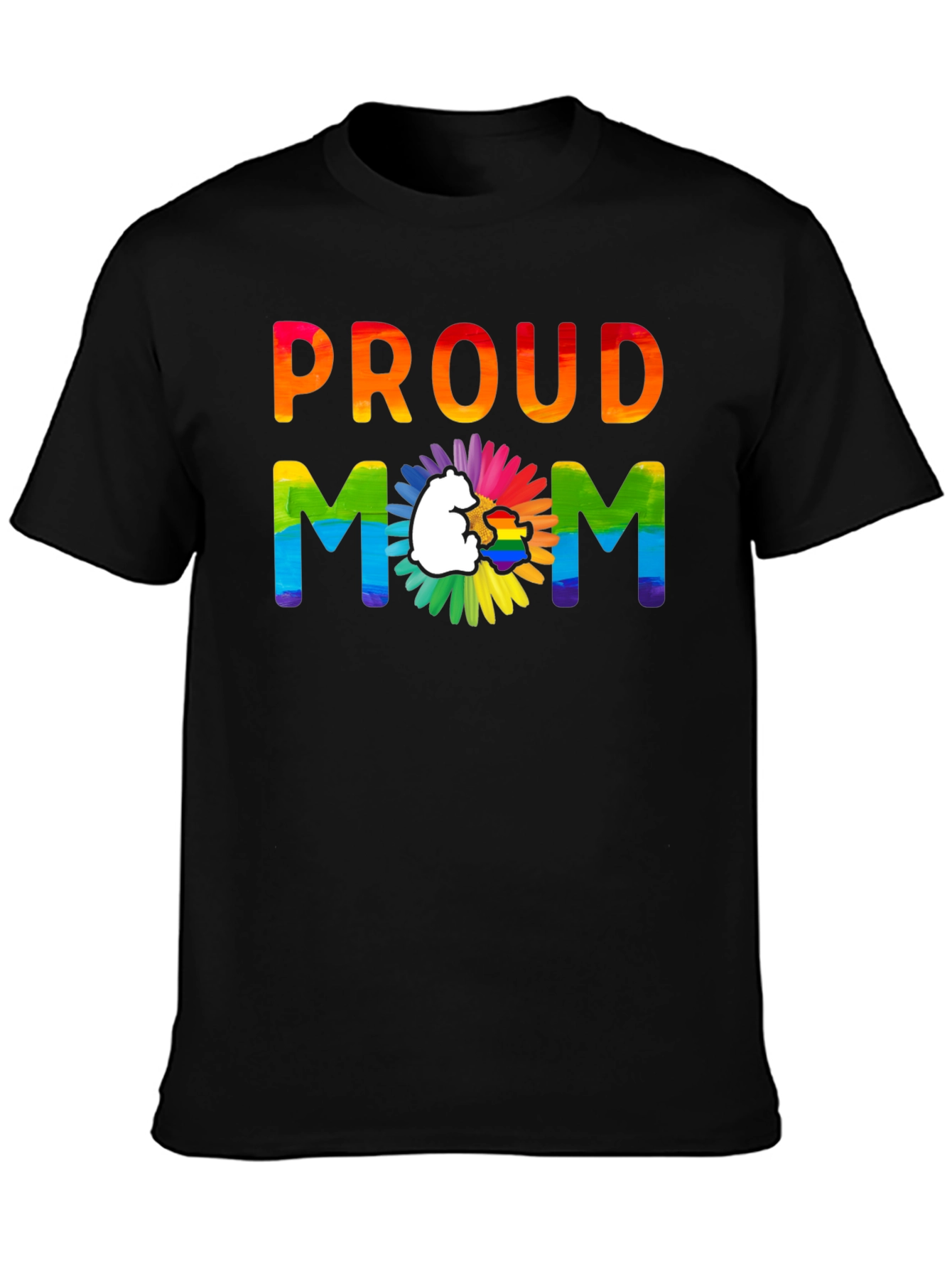 Black Proud Mom LGBTQ+ Pride T-Shirt view 3
