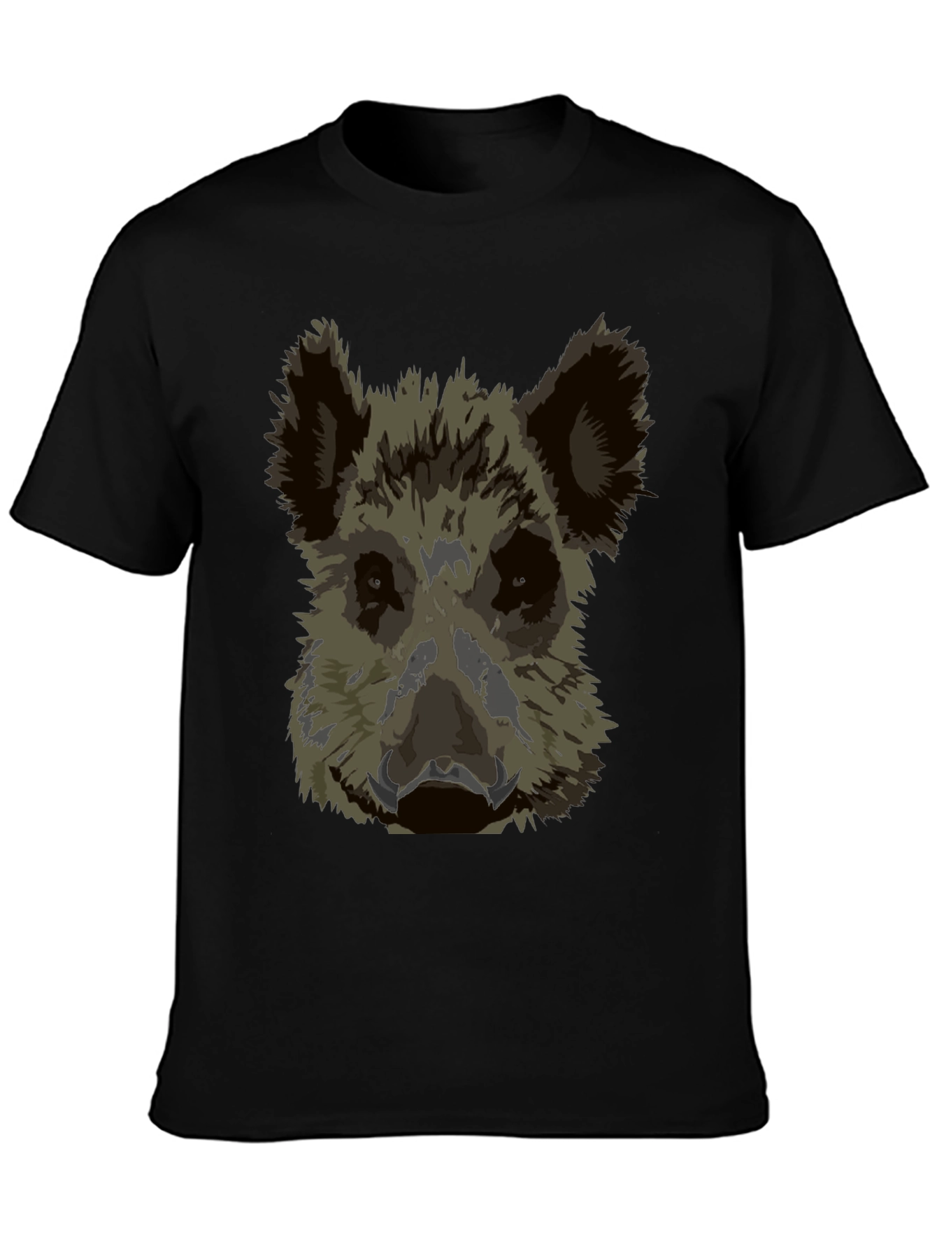 Black Wild Boar Graphic Tee - Black Cotton T-Shirt view 3