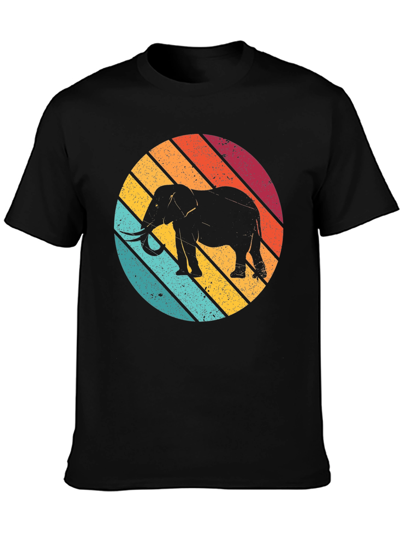 Black Retro Elephant T-Shirt - Vintage Style Graphic Tee view 3