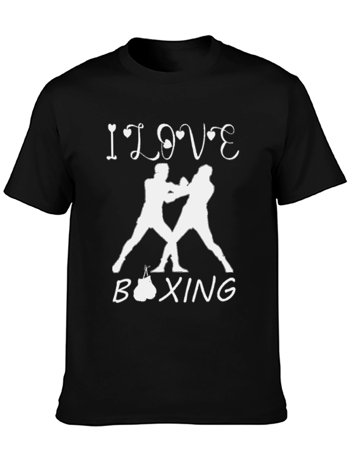 Black I Love Boxing Black T-Shirt view 3