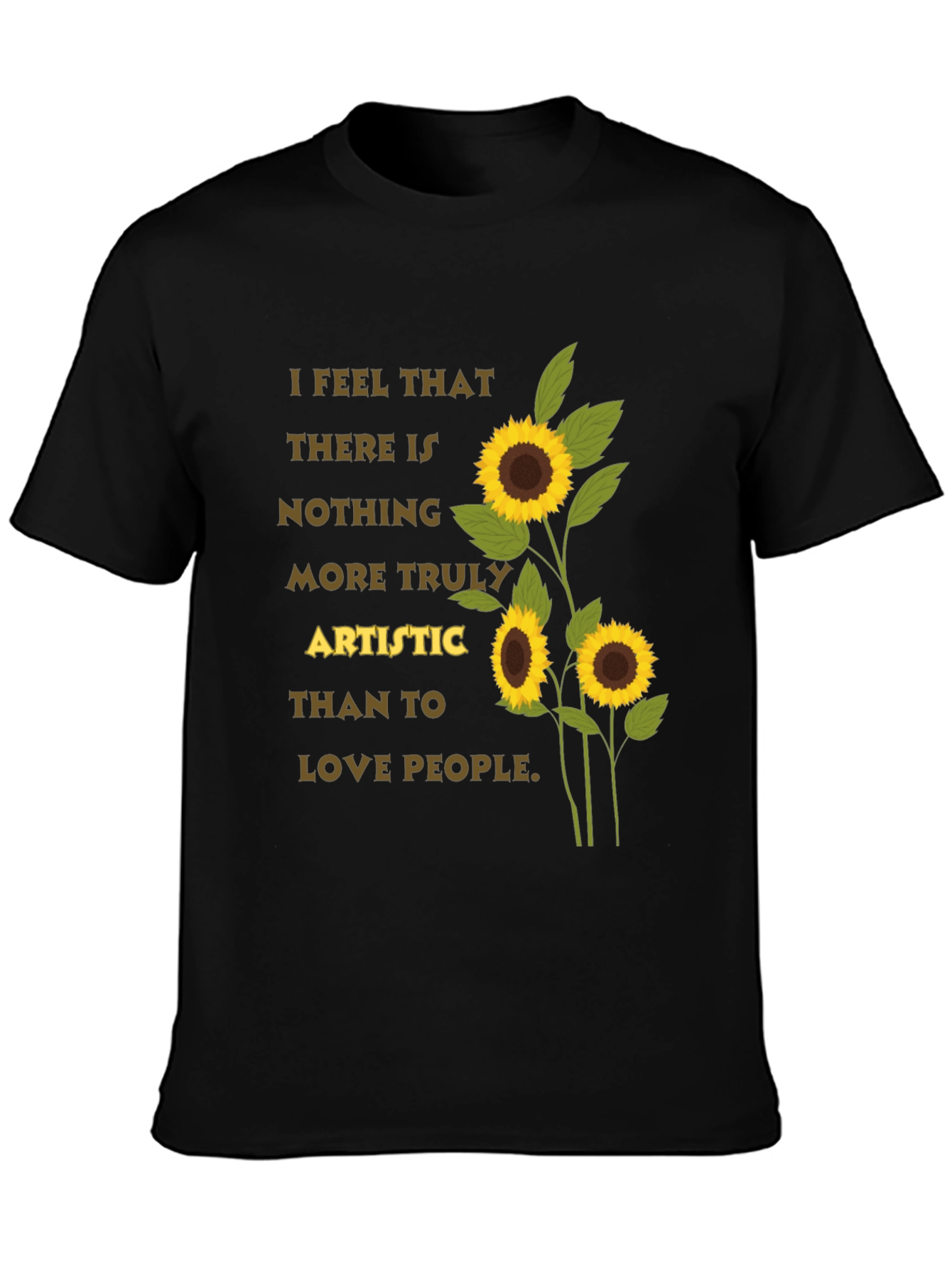 Black Artistic Sunflower T-Shirt - Love People Tee view 3