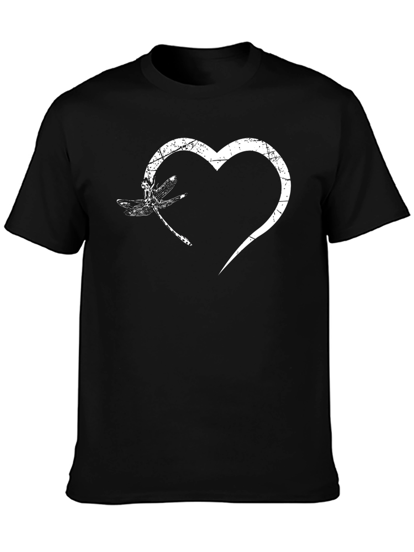 Black Dragonfly Heart Graphic Tee - Unisex Black T-Shirt view 3