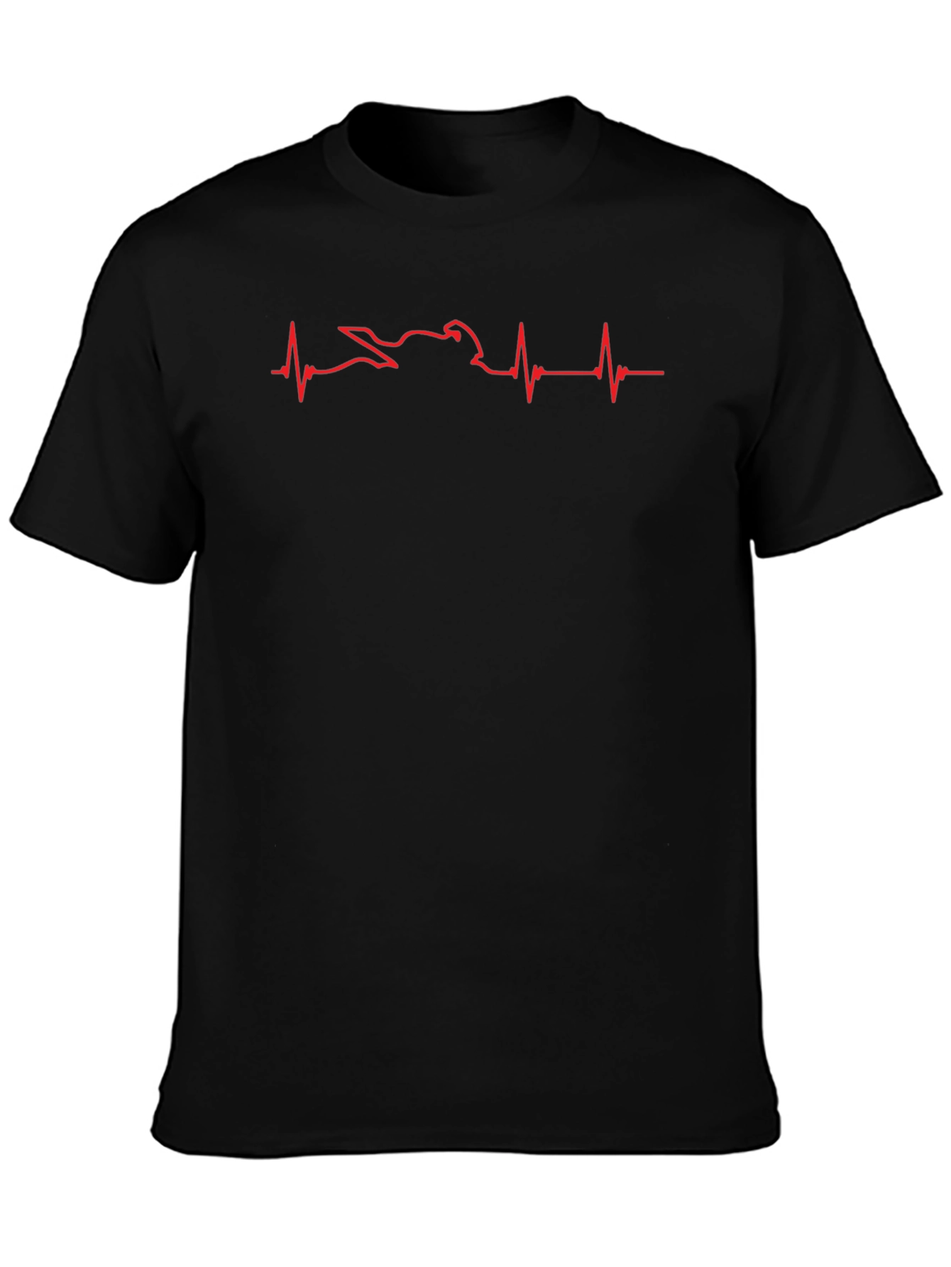 Black Motorcycle Heartbeat Graphic Tee - Black view 3