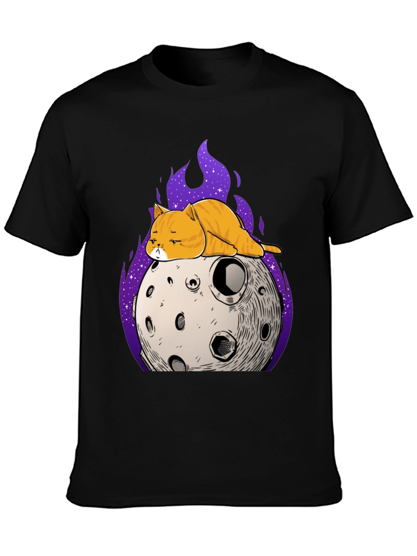 Black Cat on the Moon T-Shirt view 3
