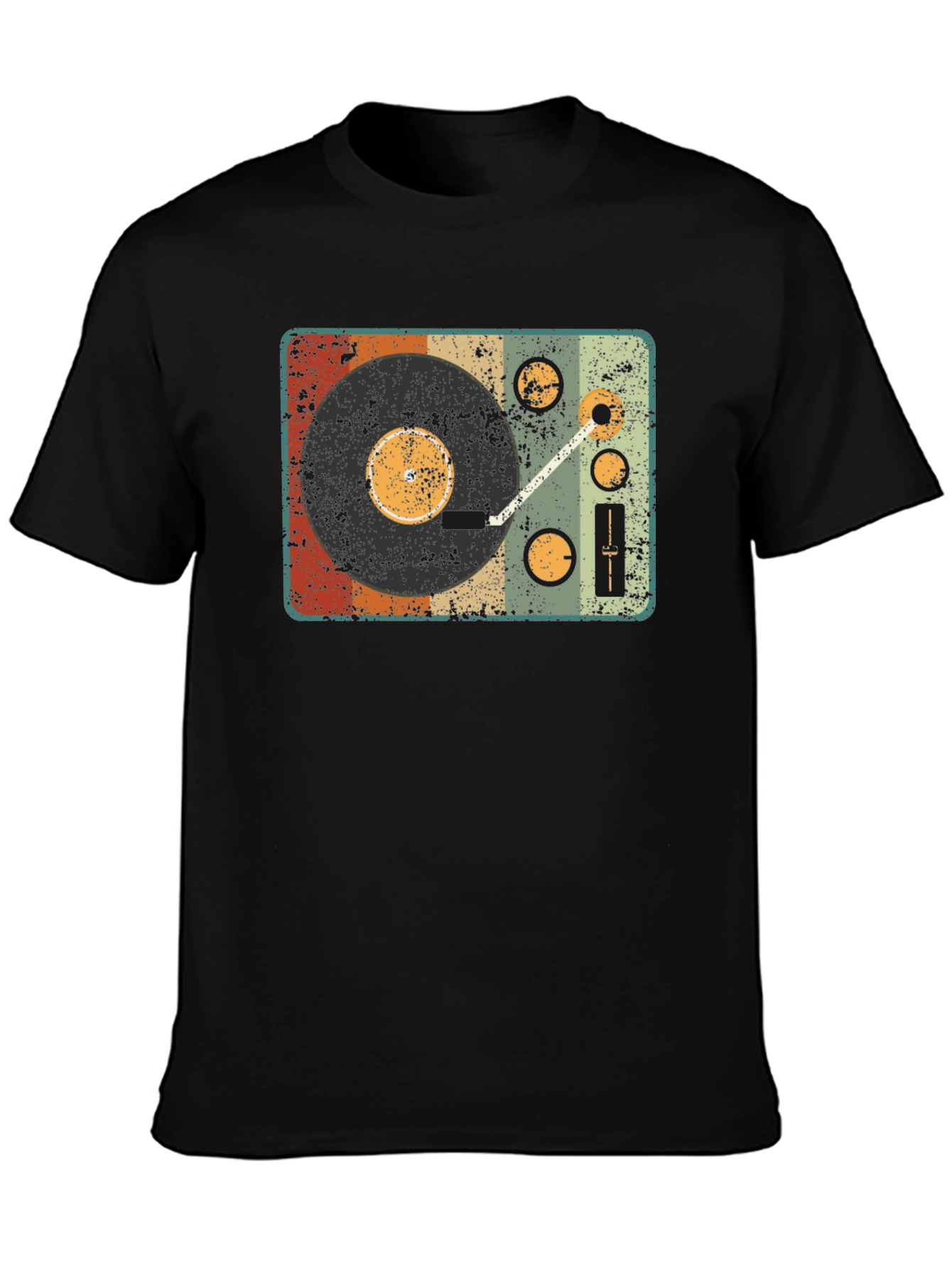 Black Retro Turntable Graphic T-Shirt - Vintage Music Lover Tee view 3