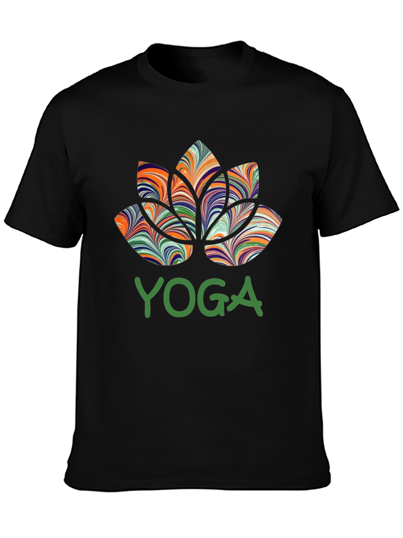 Black Yoga Lotus Flower Graphic T-Shirt view 3