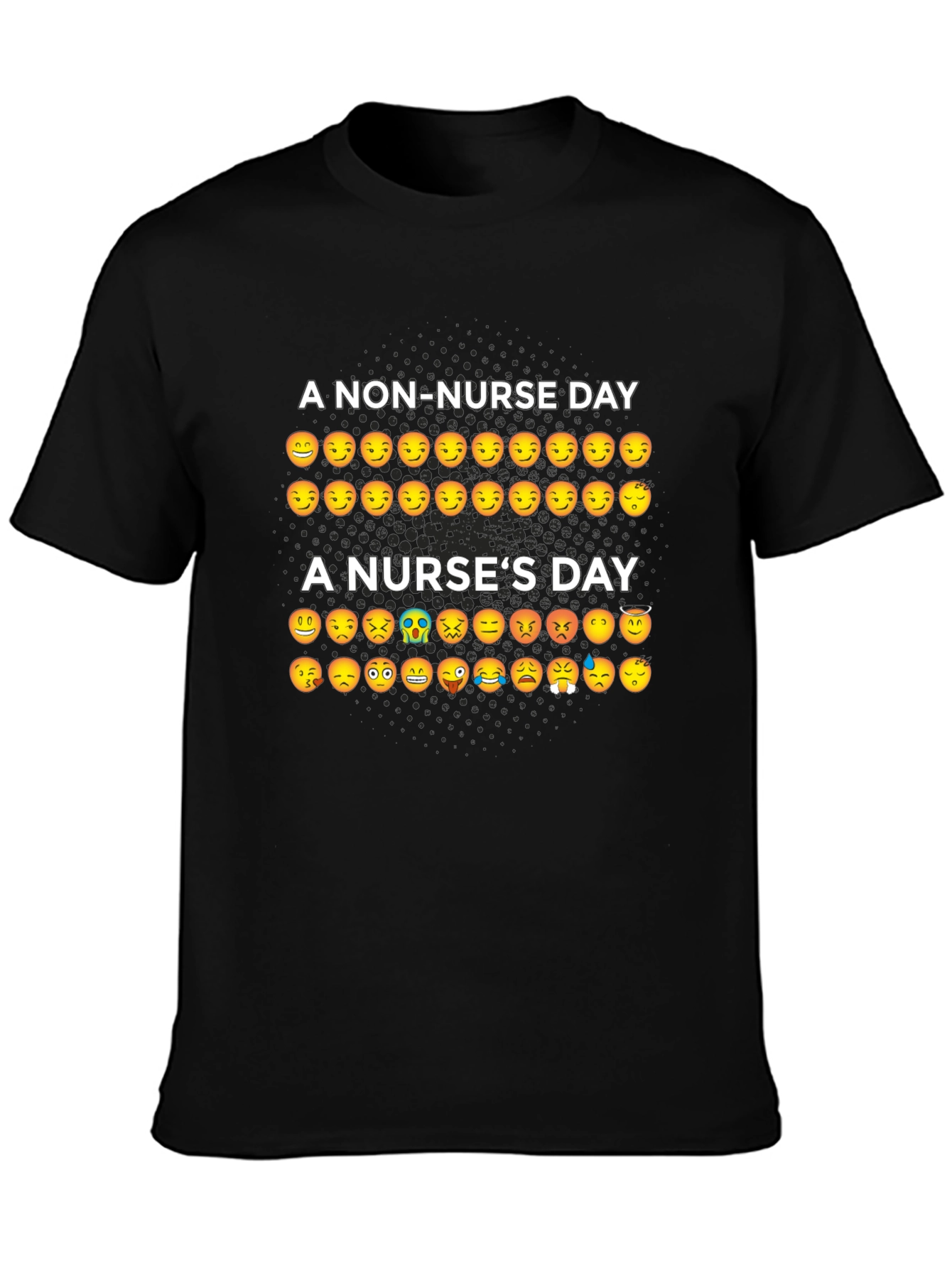 Black Nurse Humor T-Shirt - A Nurse's Day Emoji Design view 3