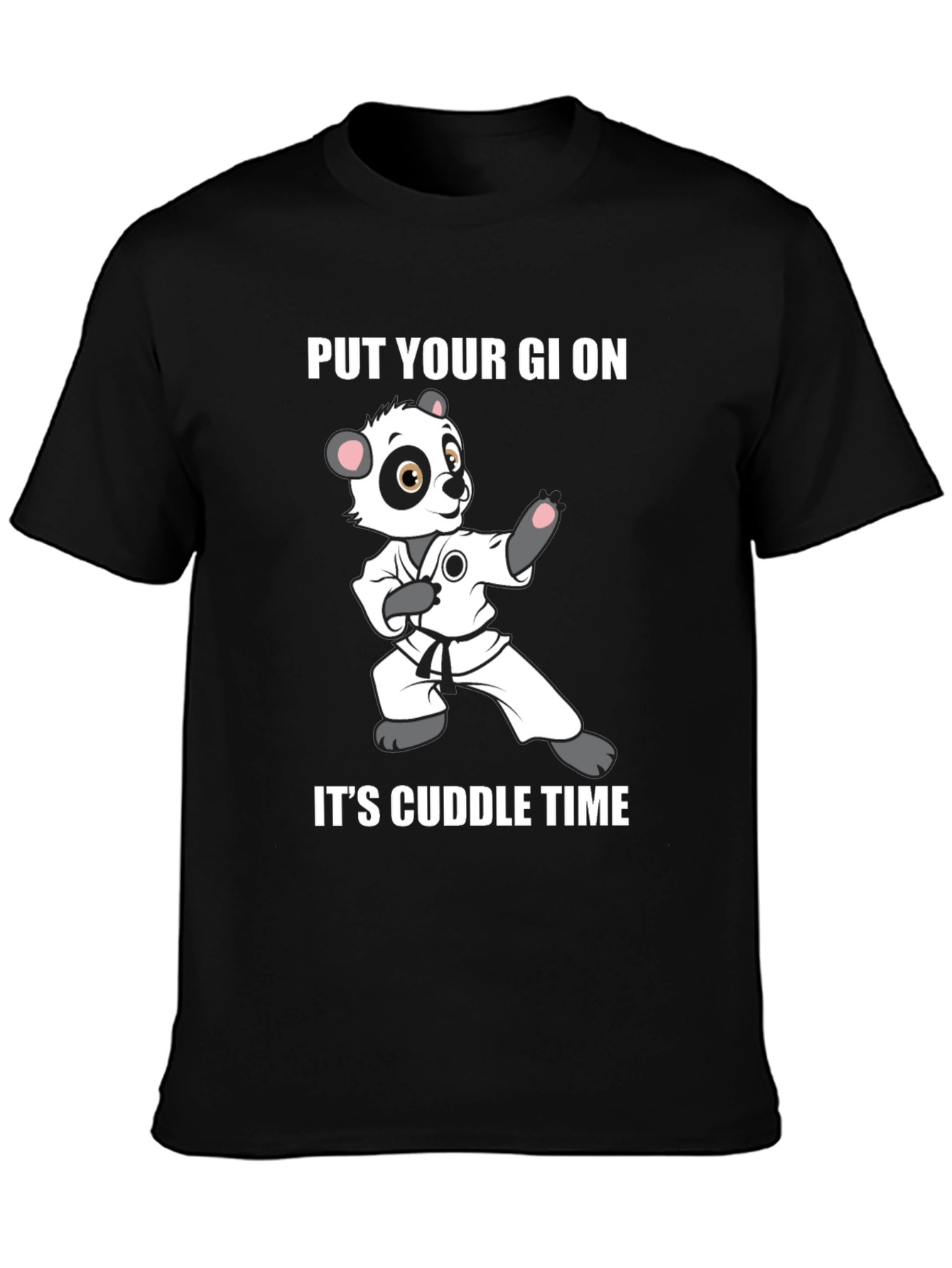 Black Panda Karate Cuddle Time T-Shirt view 3