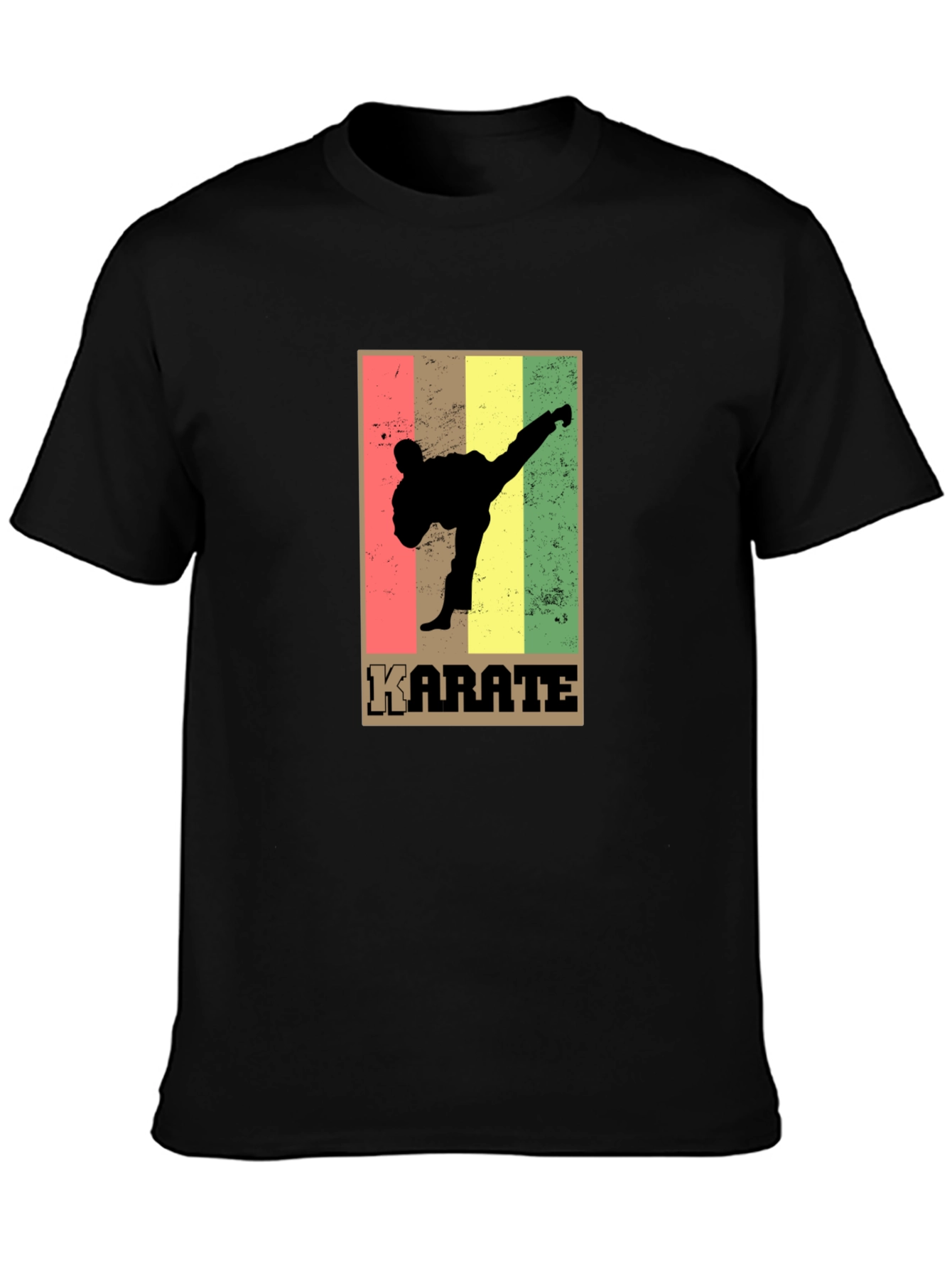 Black Karate Retro Style Graphic T-Shirt view 3