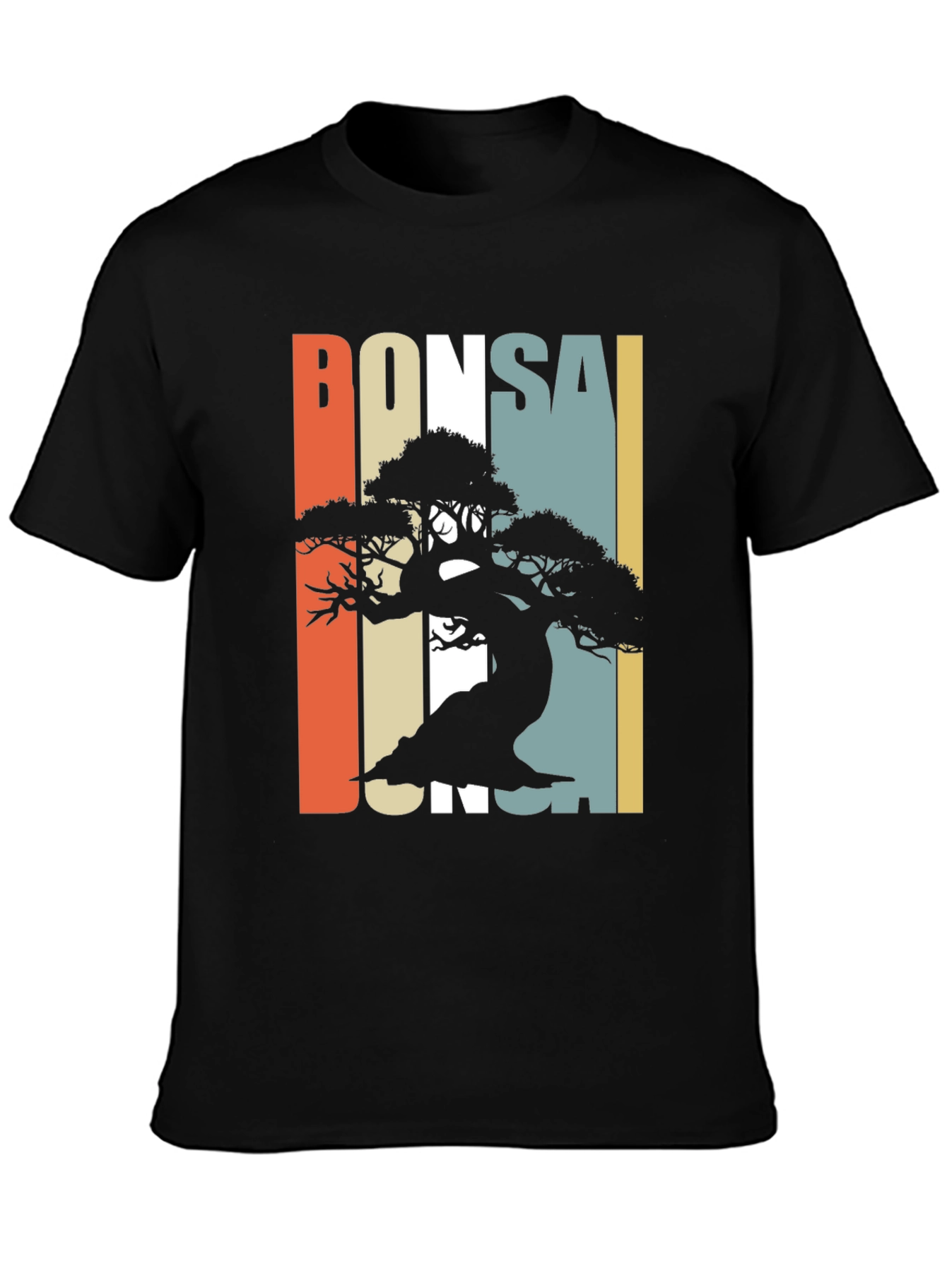 Black Bonsai Silhouette Graphic Tee - Retro Style view 3
