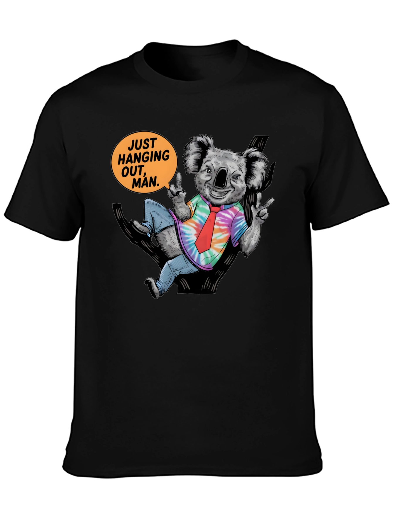 Black Cool Koala T-Shirt - Just Hanging Out, Man! view 3
