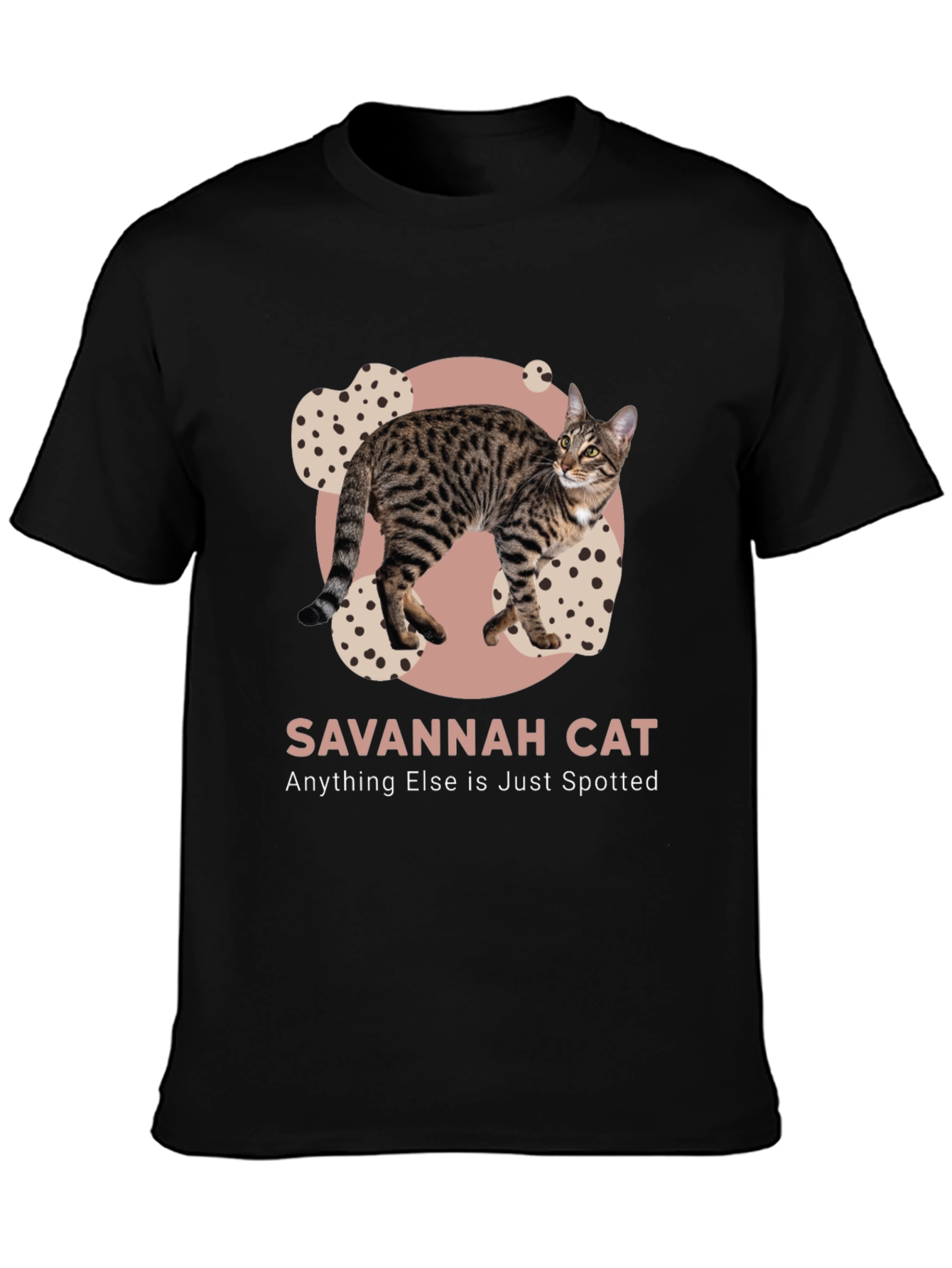 Black Savannah Cat Spotted T-Shirt - Unique Design view 3