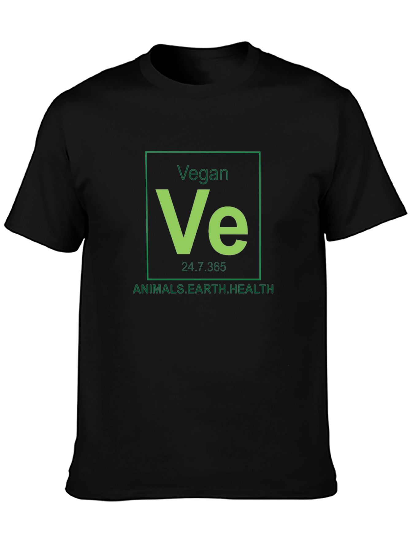 Black Vegan Periodic Table Black T-Shirt view 3