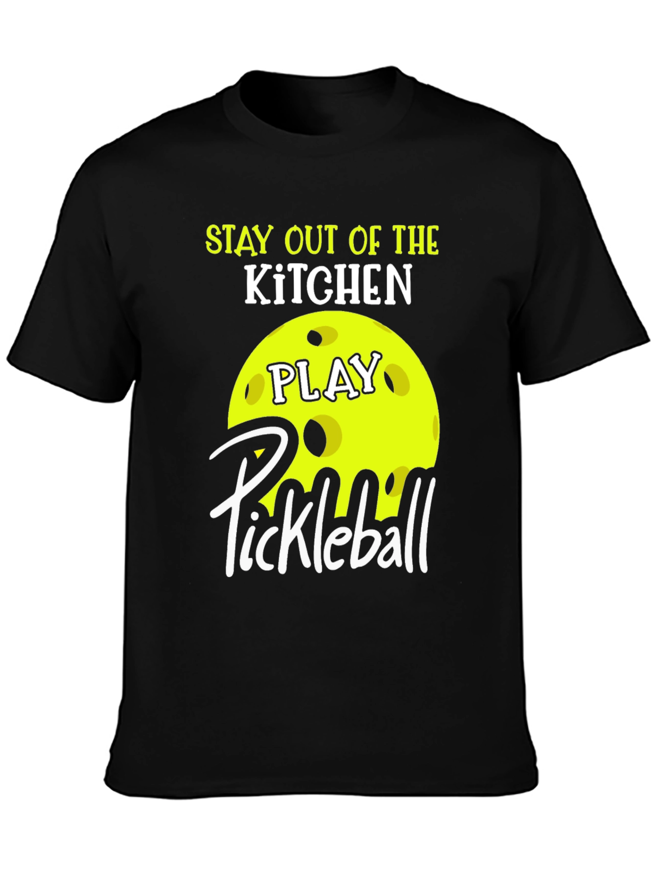 Black Stay Out of the Kitchen Pickleball T-Shirt view 3