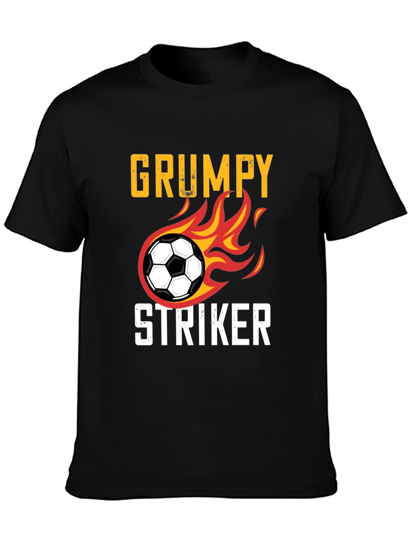 Black Grumpy Striker Soccer T-Shirt - Funny Sportswear view 3