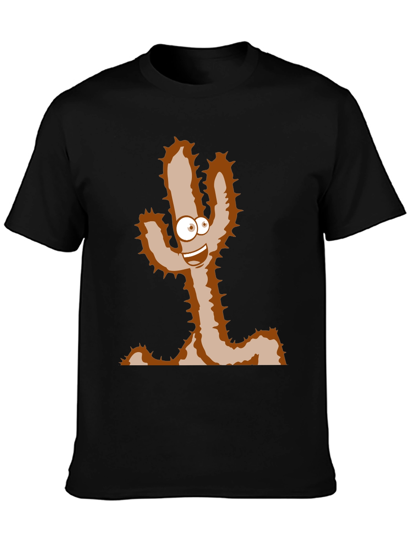 Black Cartoon Cactus T-Shirt - Funny Desert Plant Tee view 3
