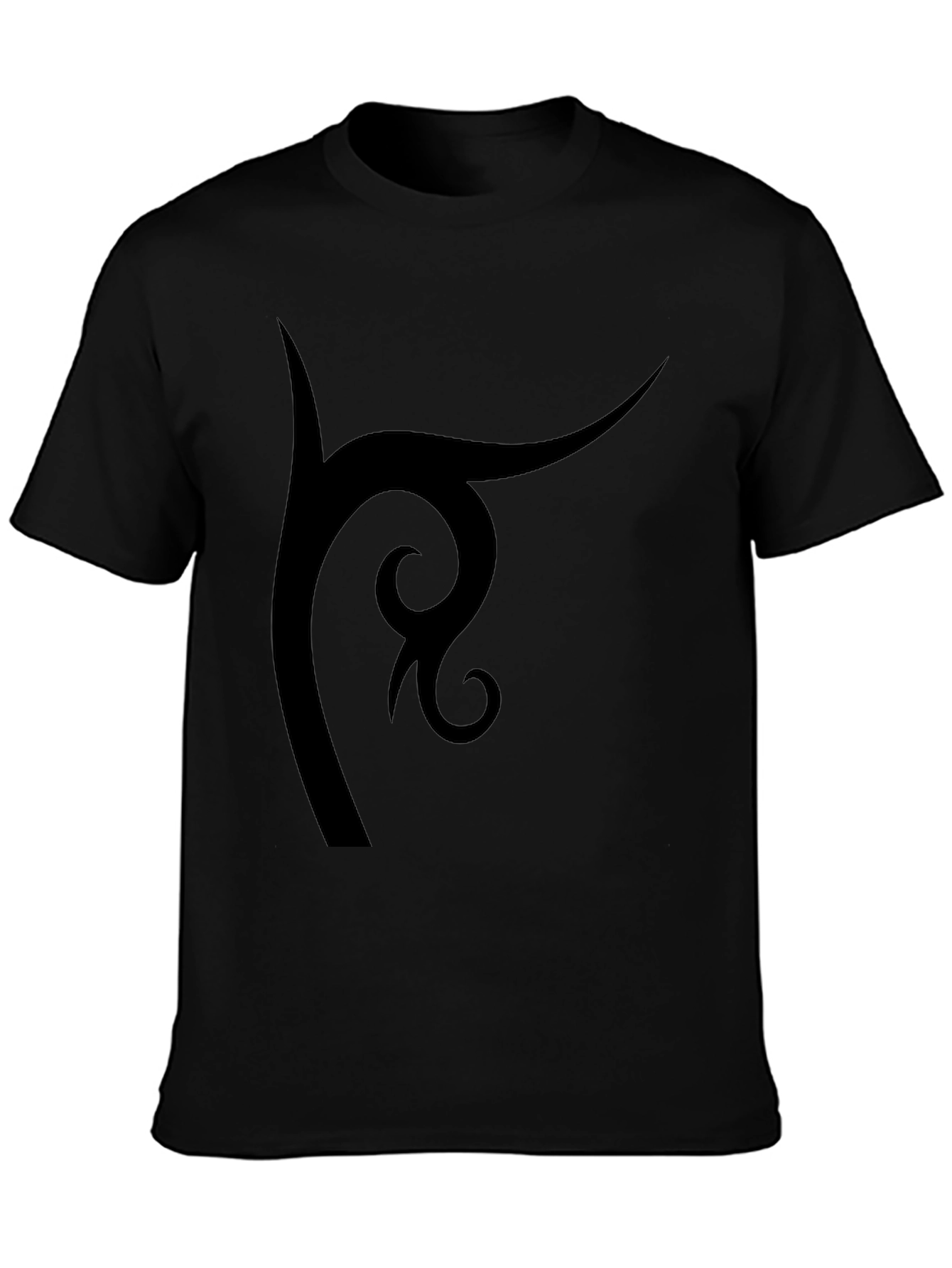 Black Tribal Design Black T-Shirt view 3