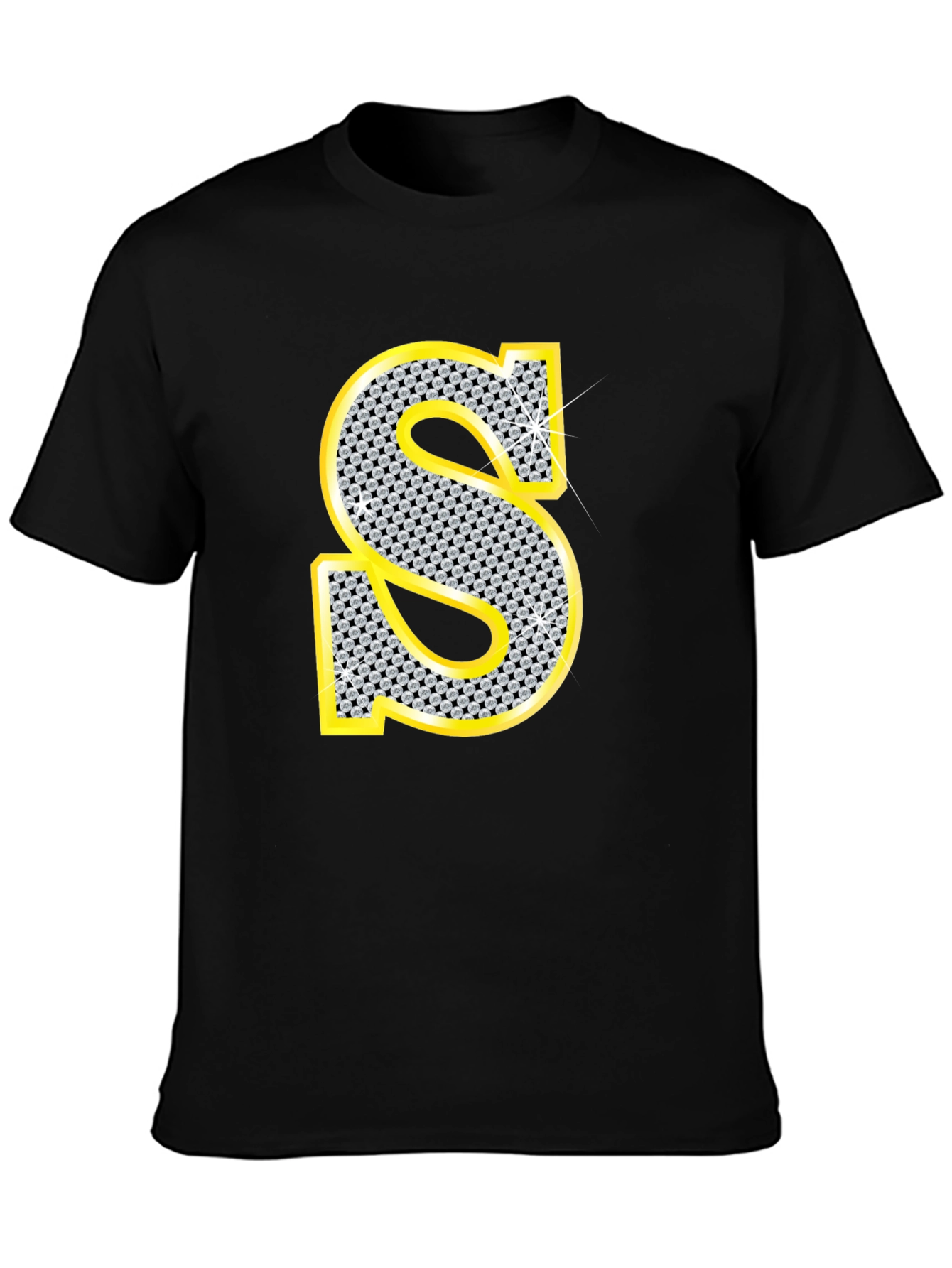 Black Diamond Letter S Black T-Shirt view 3