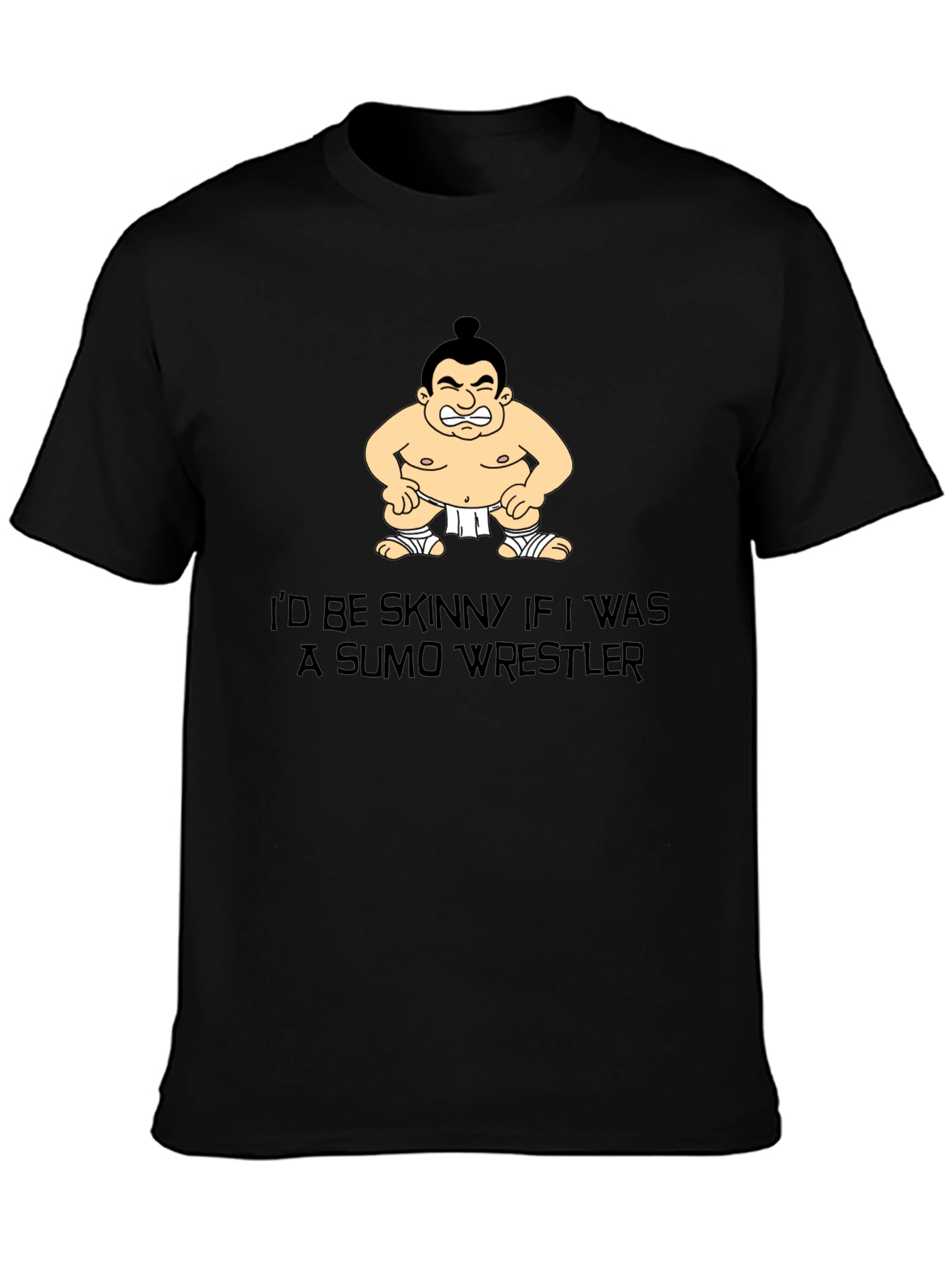 Black Sumo Wrestler Graphic T-Shirt - Funny Design view 3