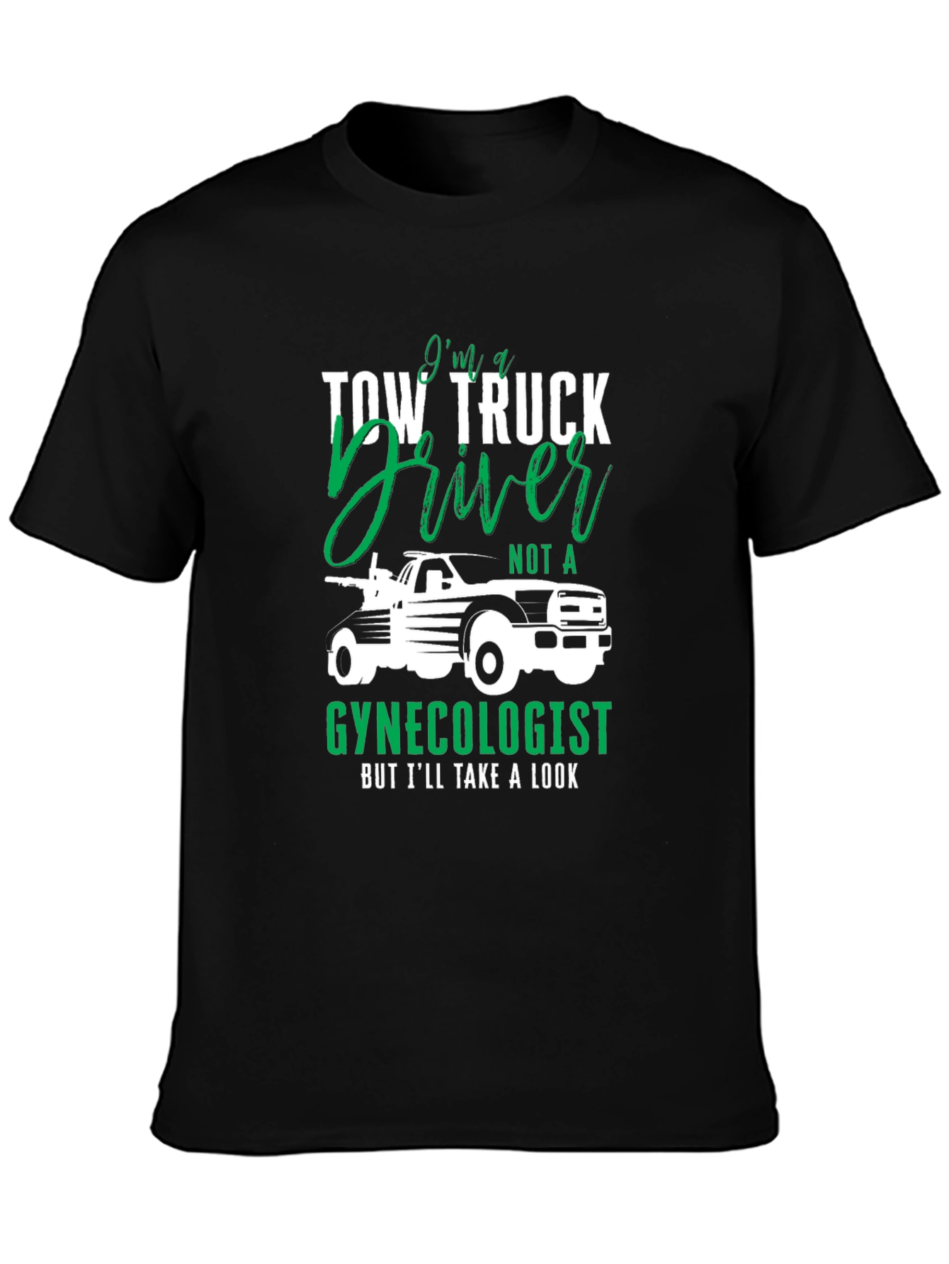 Black Tow Truck Driver Graphic Tee - Funny T-Shirt view 3